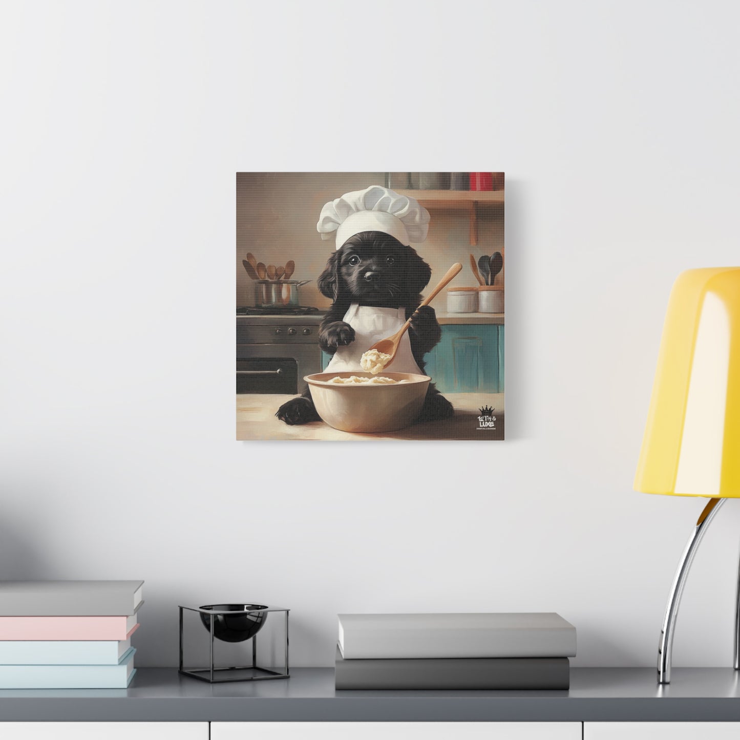 Black Lab Puppy Chef Canvas Art