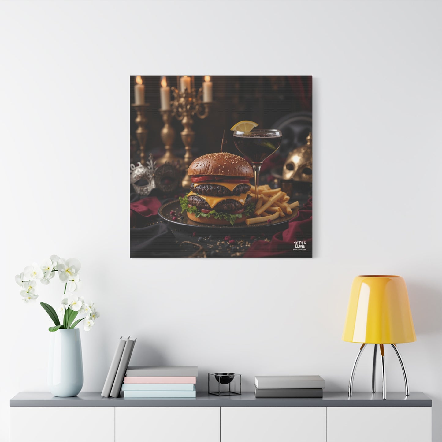 Cheese Burger with a side of French Fries, Matte Canvas, Stretched, 1.25"