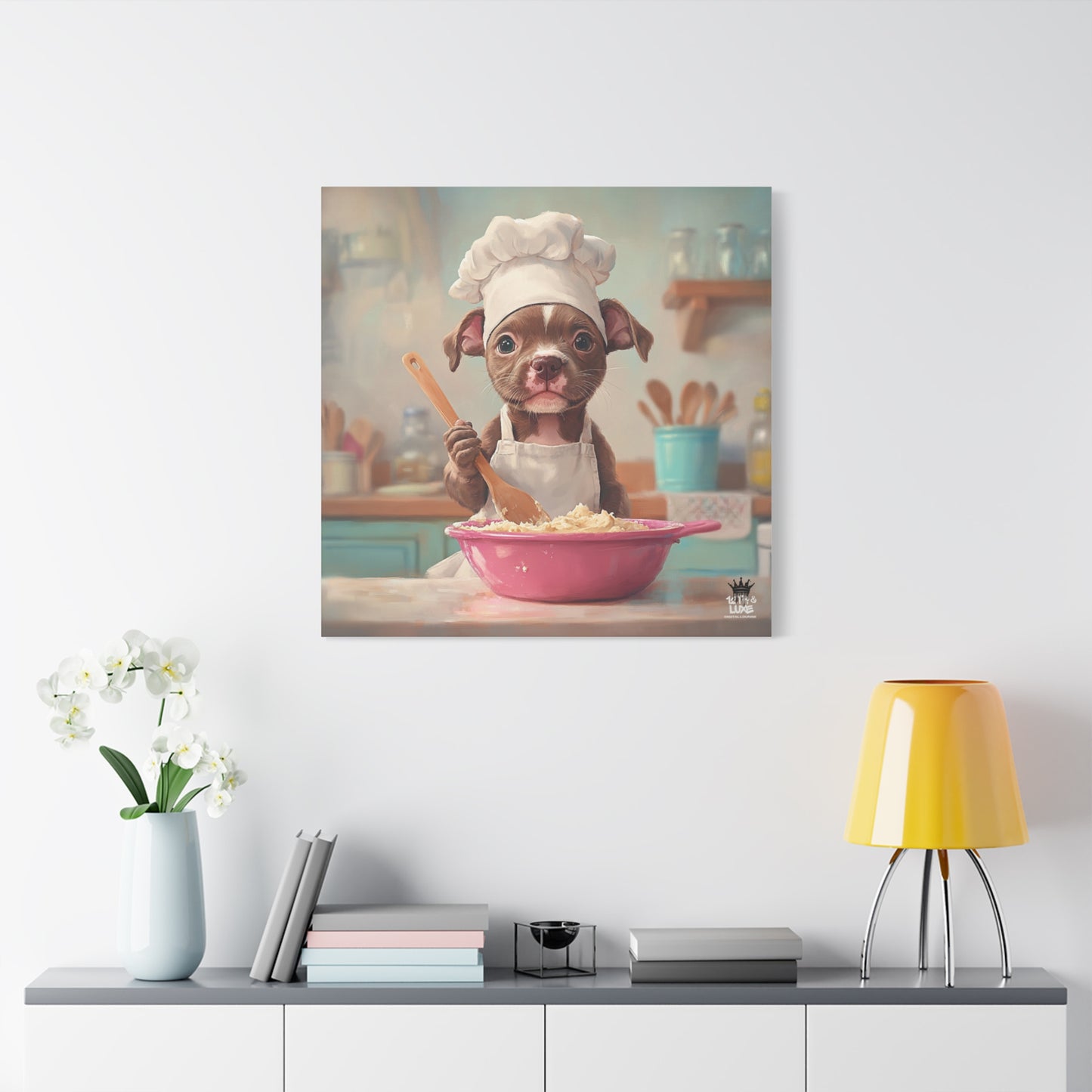 Pit Bull Terrier Puppy Chef Canvas Art