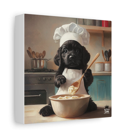 Black Lab Puppy Chef Canvas Art