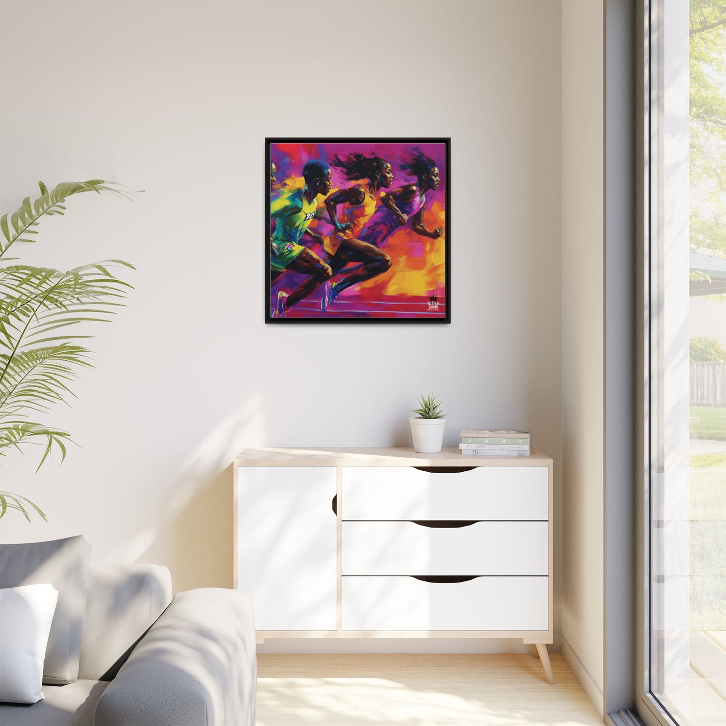Inspired by the iconic artist Ernie Barnes, "Runners" - Canvas Art