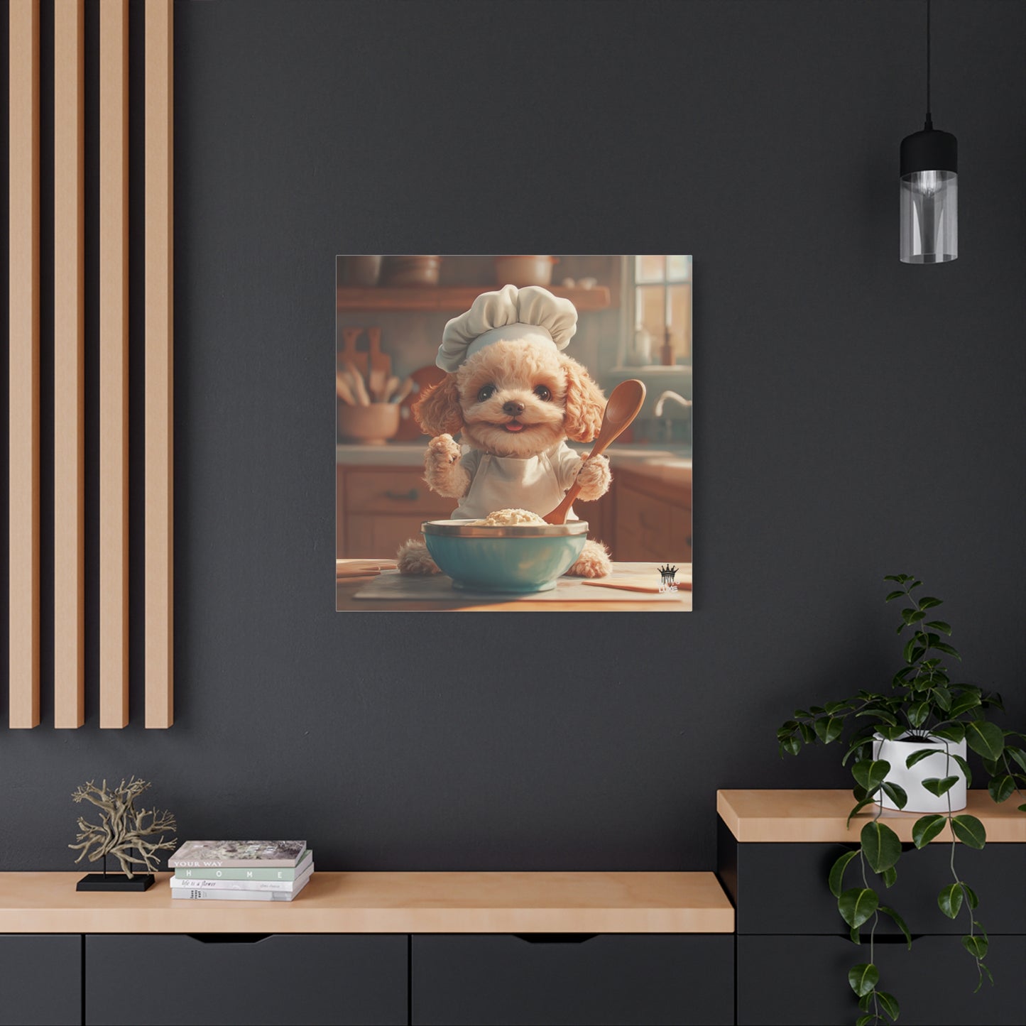 Poodle Puppy Chef Canvas Art