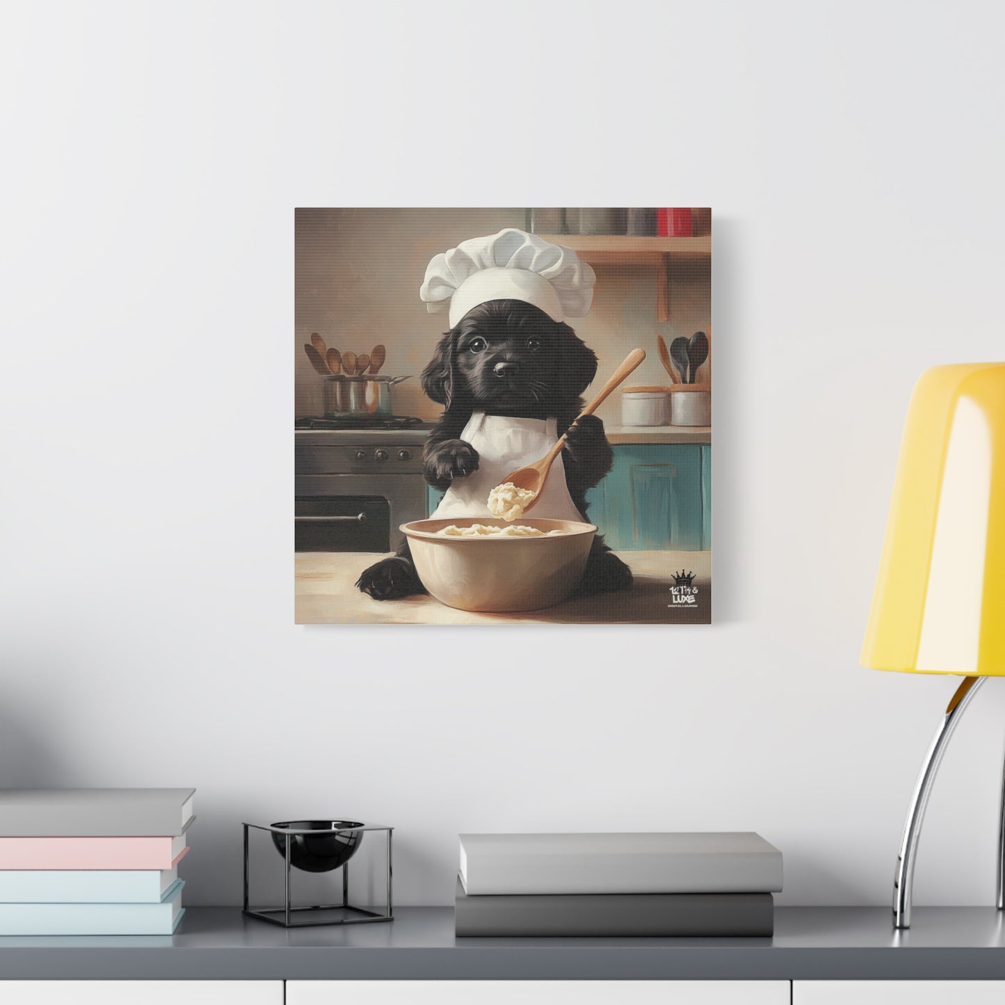 Black Lab Puppy Chef Canvas Art