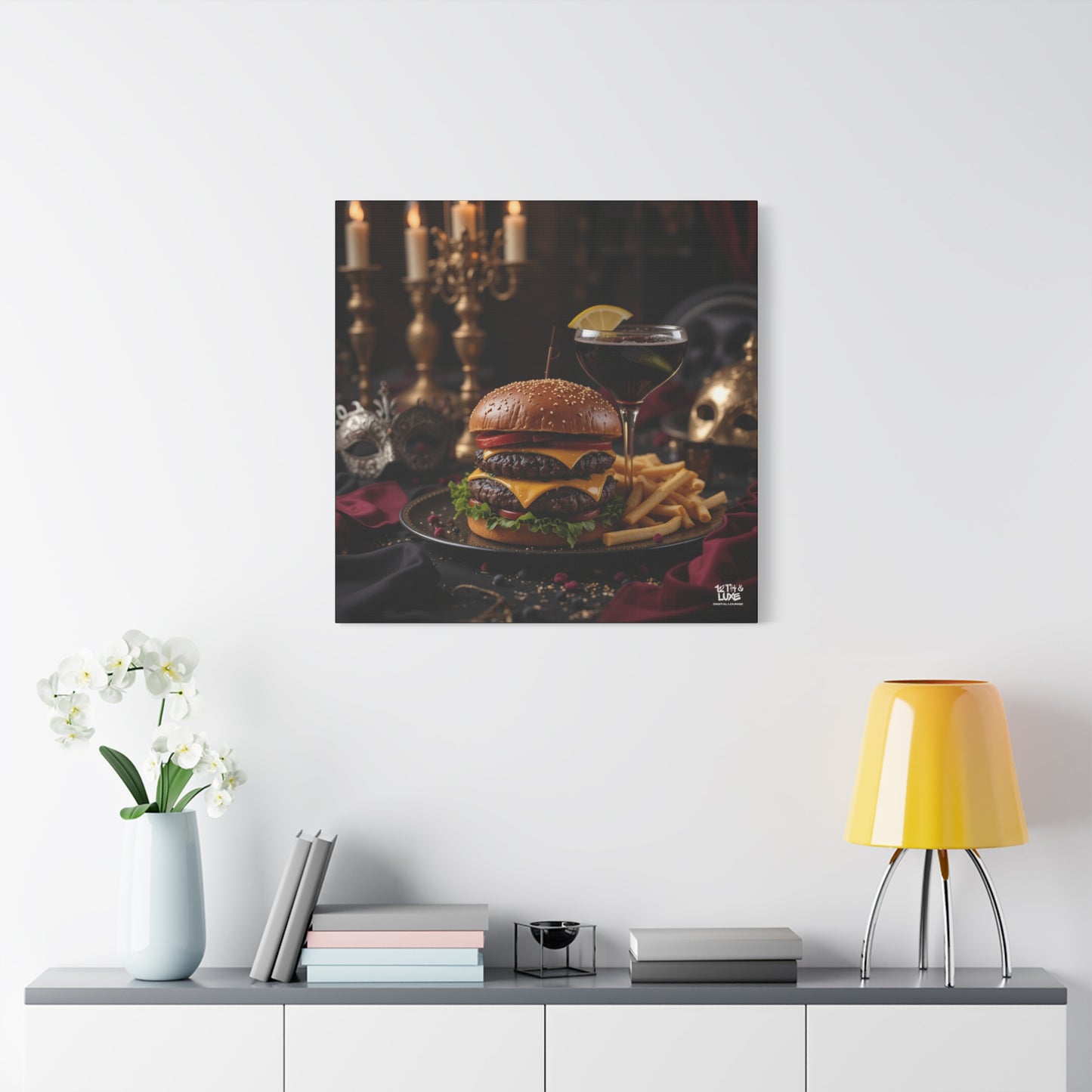 Cheese Burger with a side of French Fries, Matte Canvas, Stretched, 1.25"