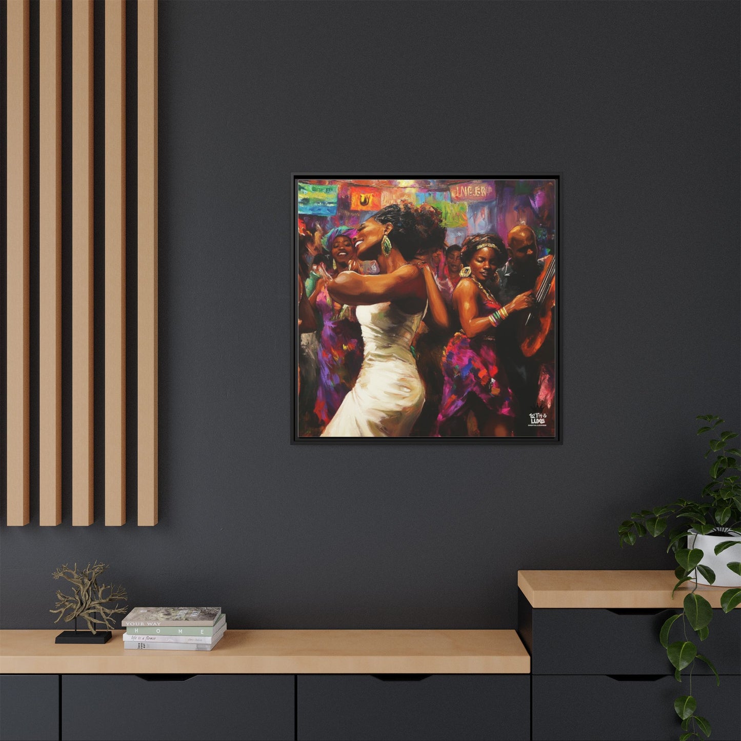 Inspired by the iconic artist Ernie Barnes, "Let's Party" - Canvas Art