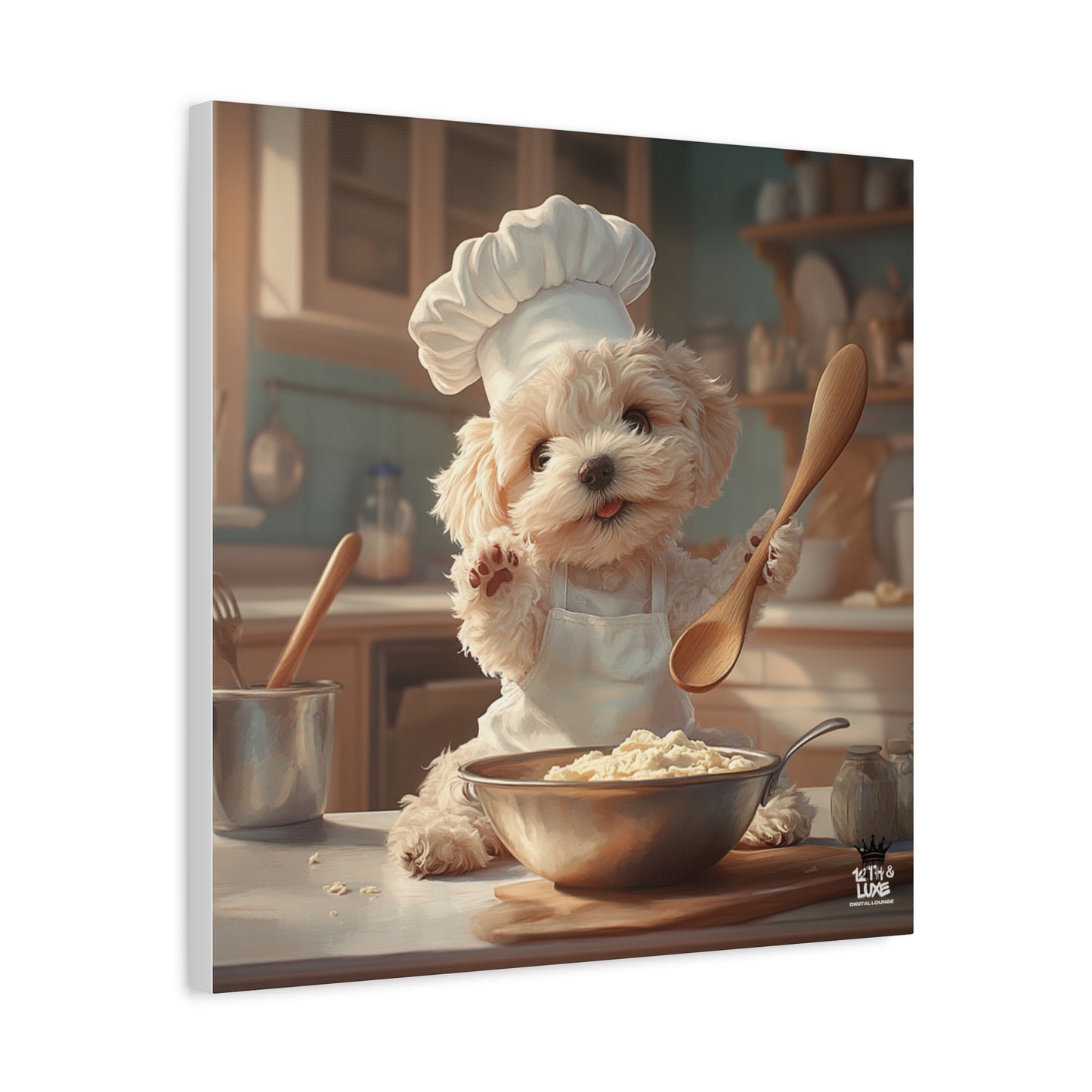 Maltipoo Puppy Chef Canvas Art