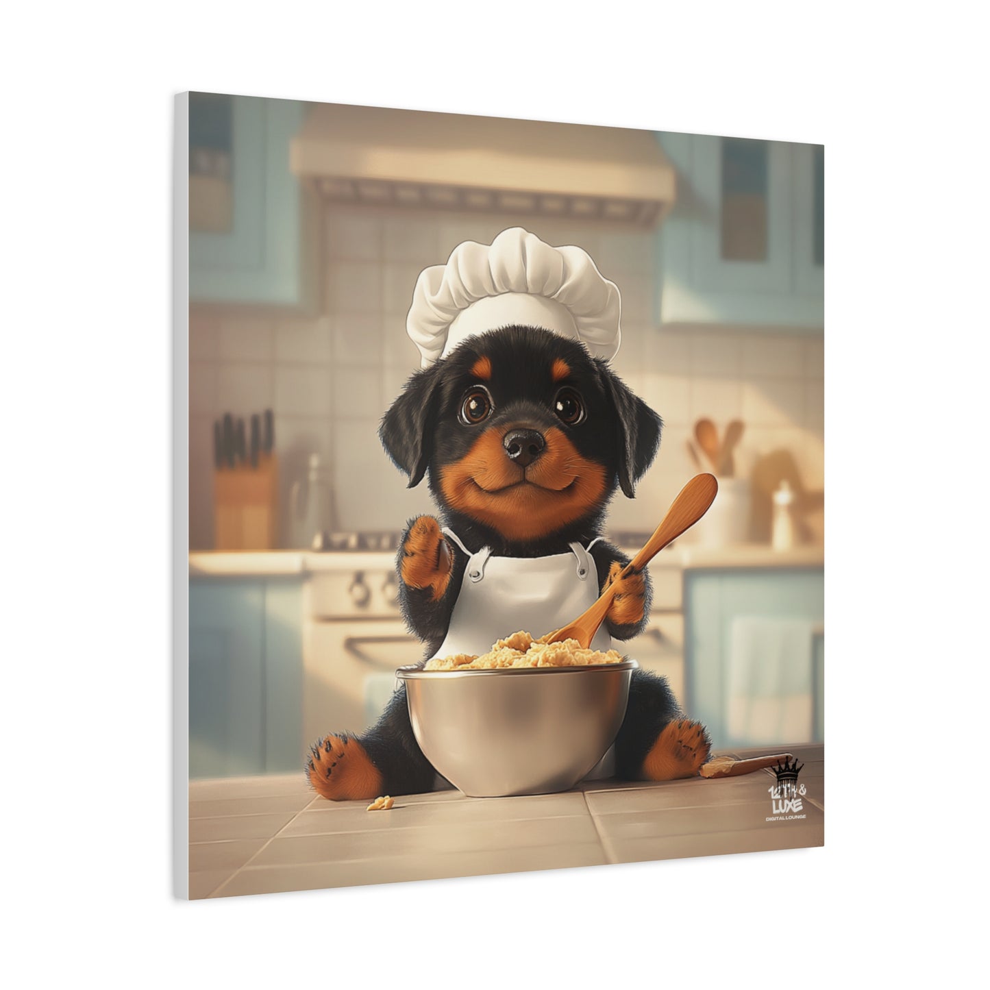 Rottweiler Puppy Chef Canvas Art