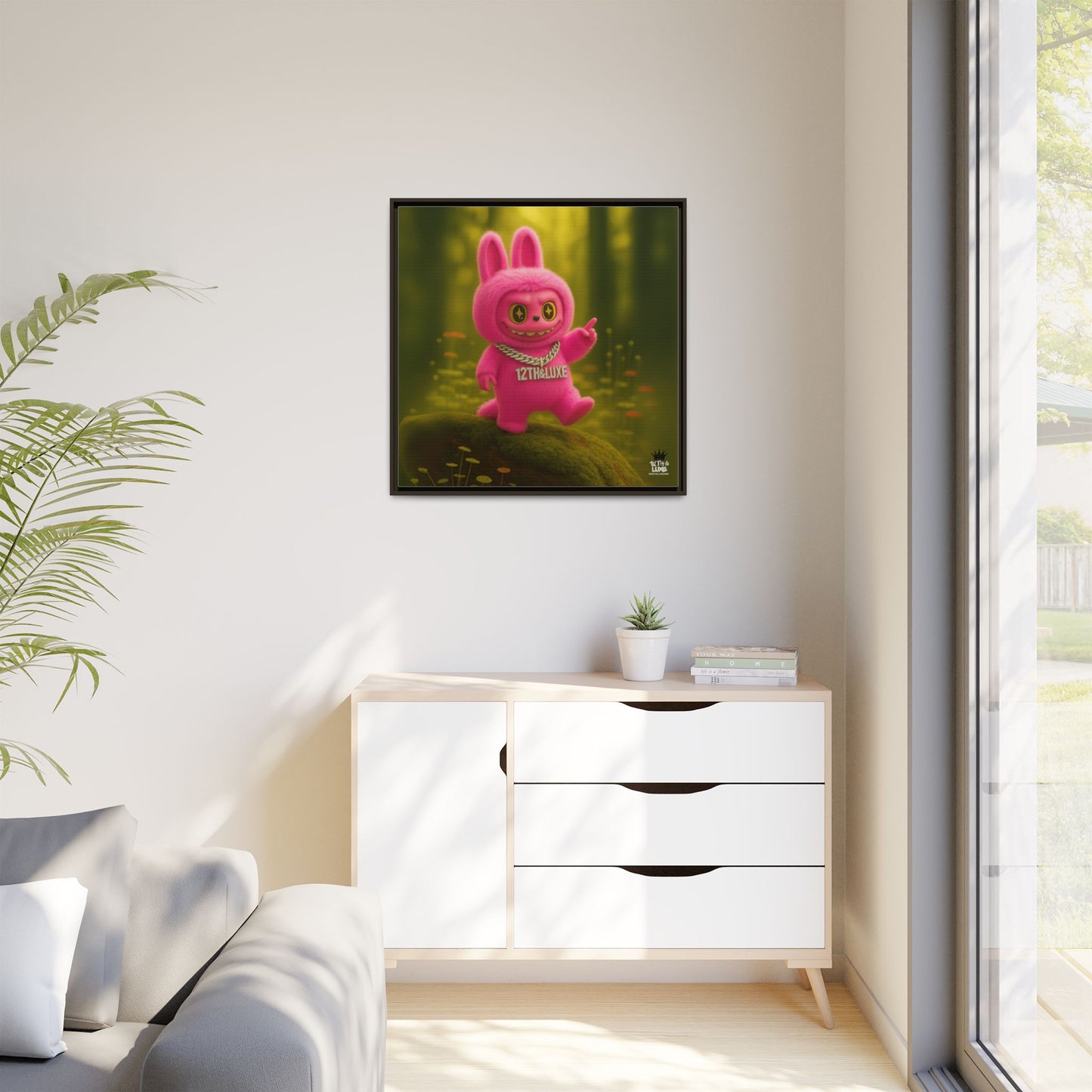 Plush Monster Pink- Canvas Art