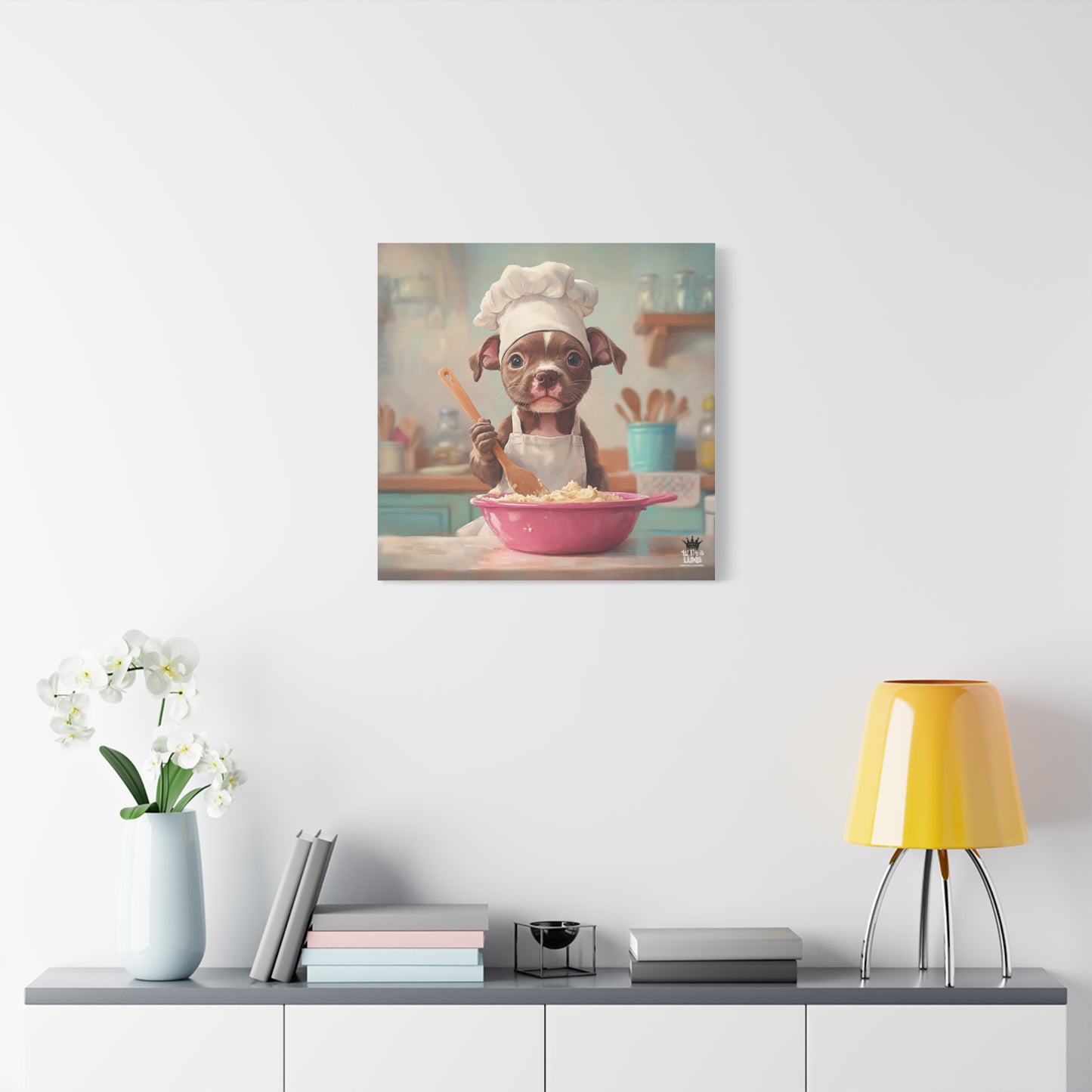 Pit Bull Terrier Puppy Chef Canvas Art