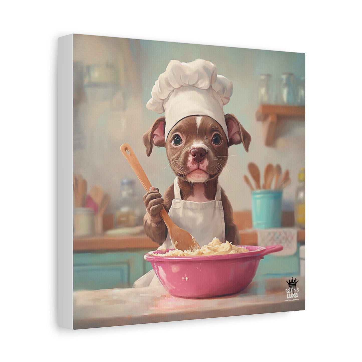 Pit Bull Terrier Puppy Chef Canvas Art