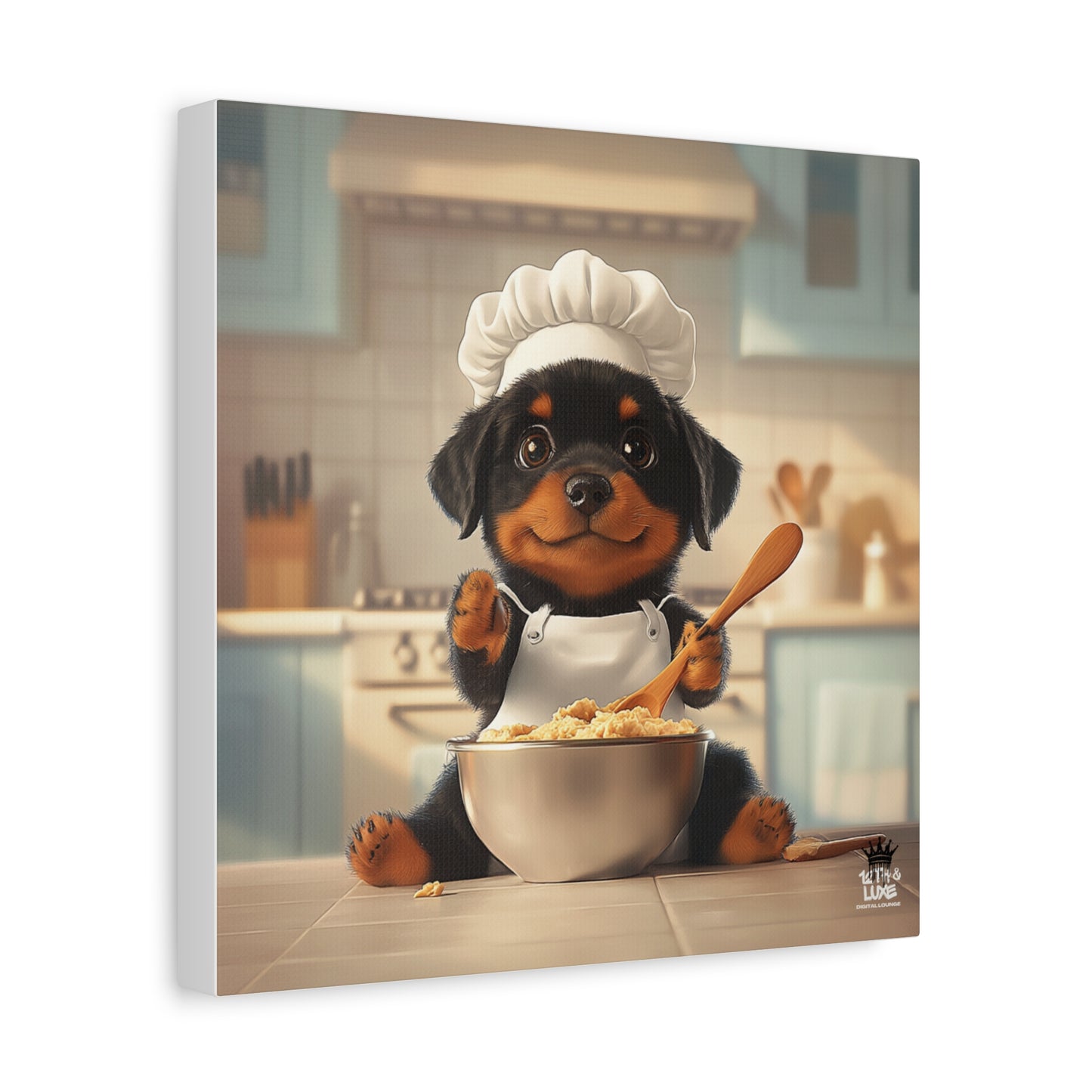 Rottweiler Puppy Chef Canvas Art