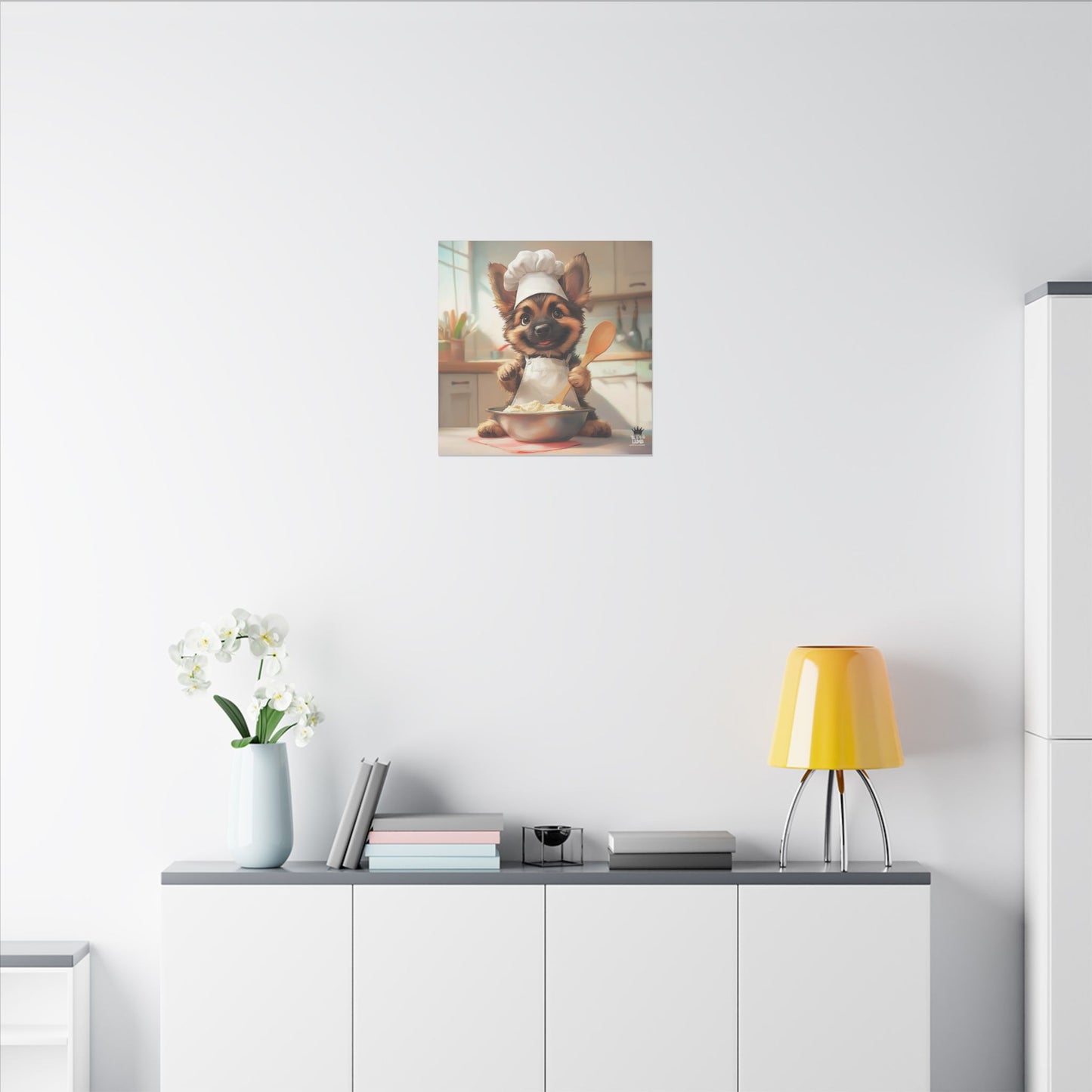 German Shepherd Puppy Chef Canvas Art
