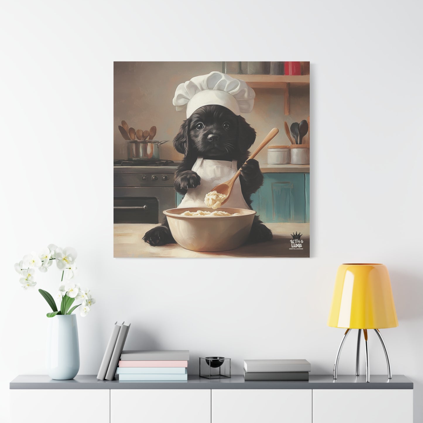 Black Lab Puppy Chef Canvas Art