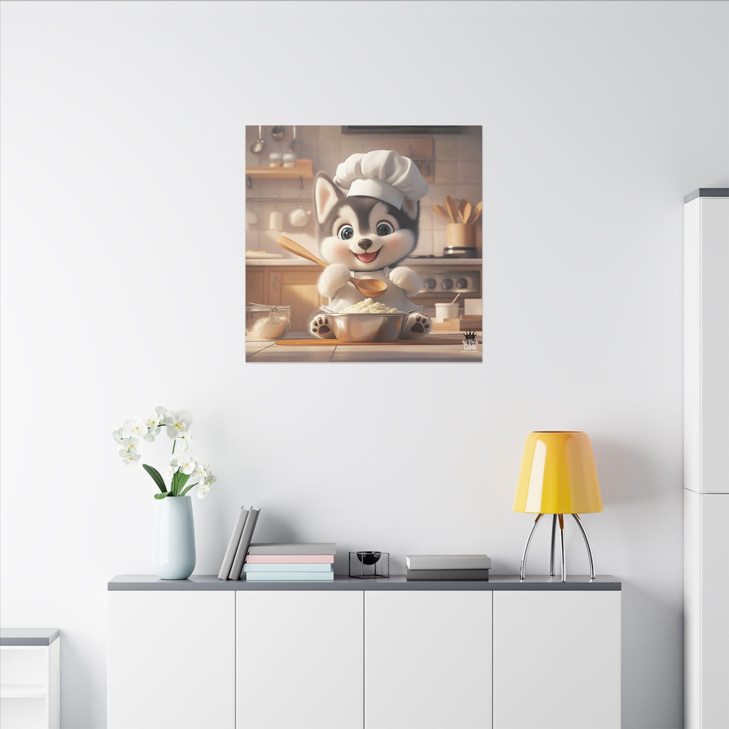 Siberian Husky Puppy Chef Canvas Art