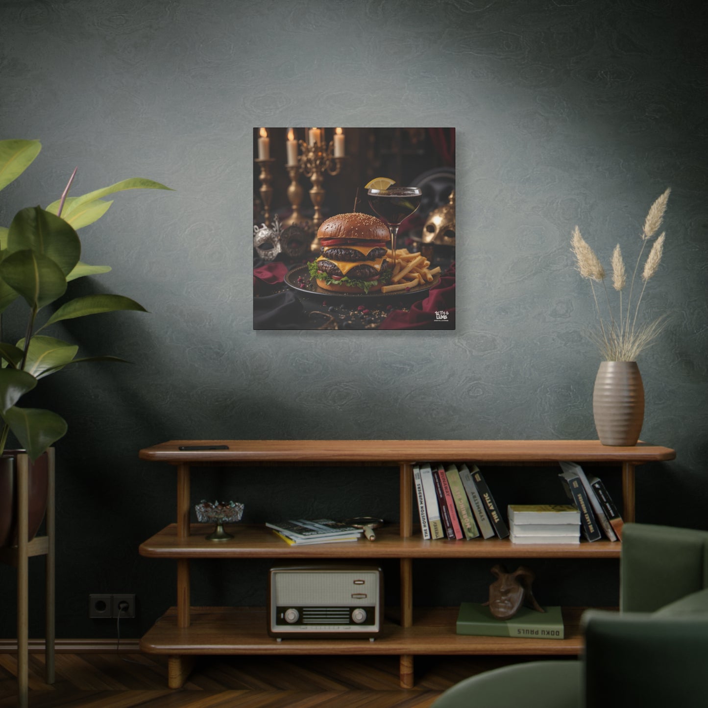 Cheese Burger with a side of French Fries, Matte Canvas, Stretched, 1.25"