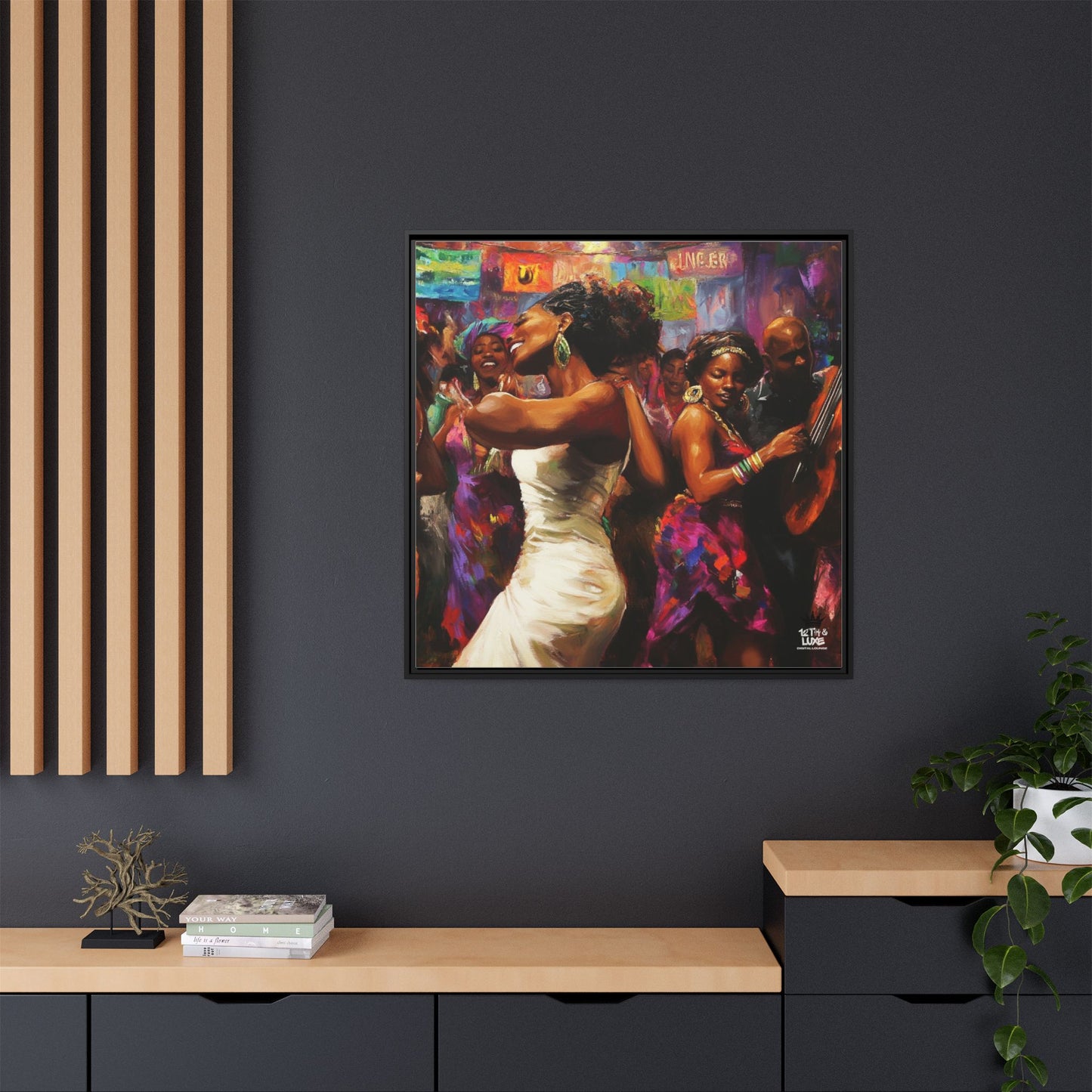 Inspired by the iconic artist Ernie Barnes, "Let's Party" - Canvas Art