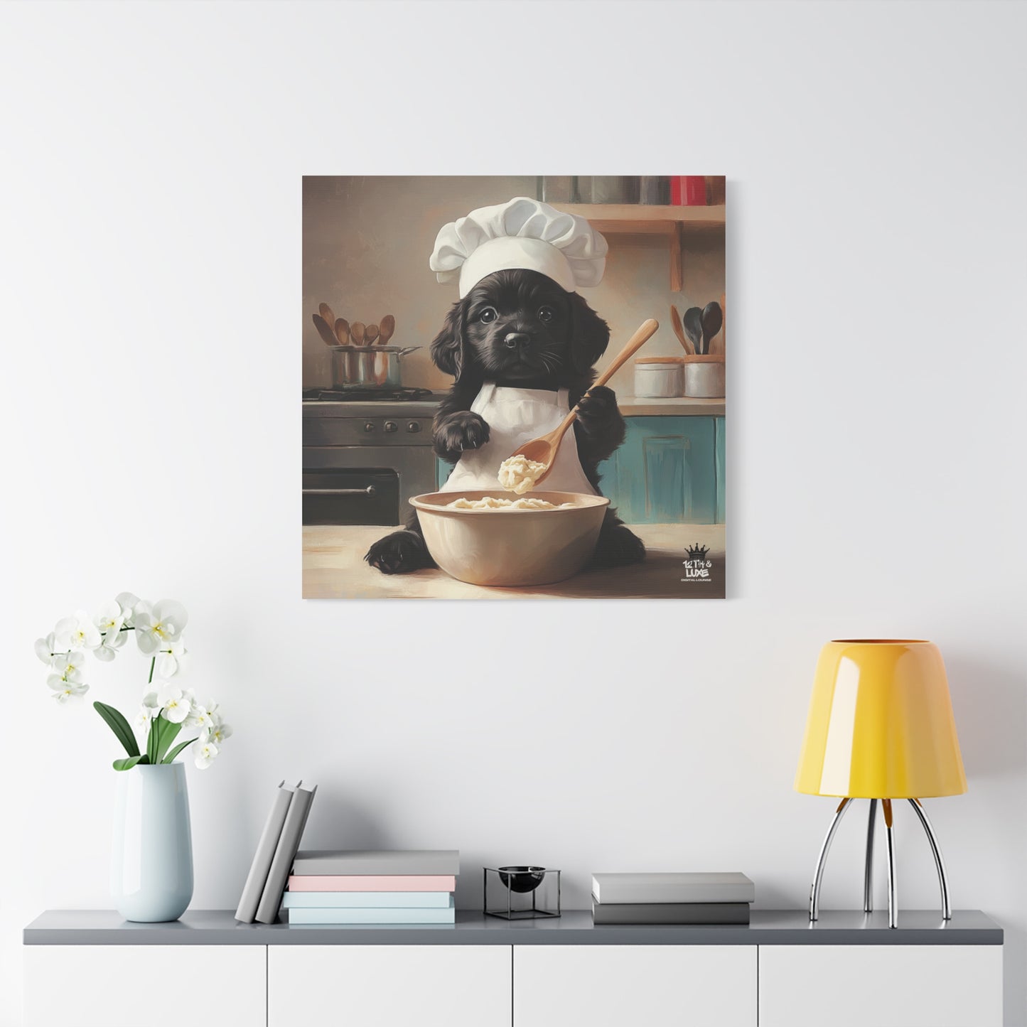 Black Lab Puppy Chef Canvas Art