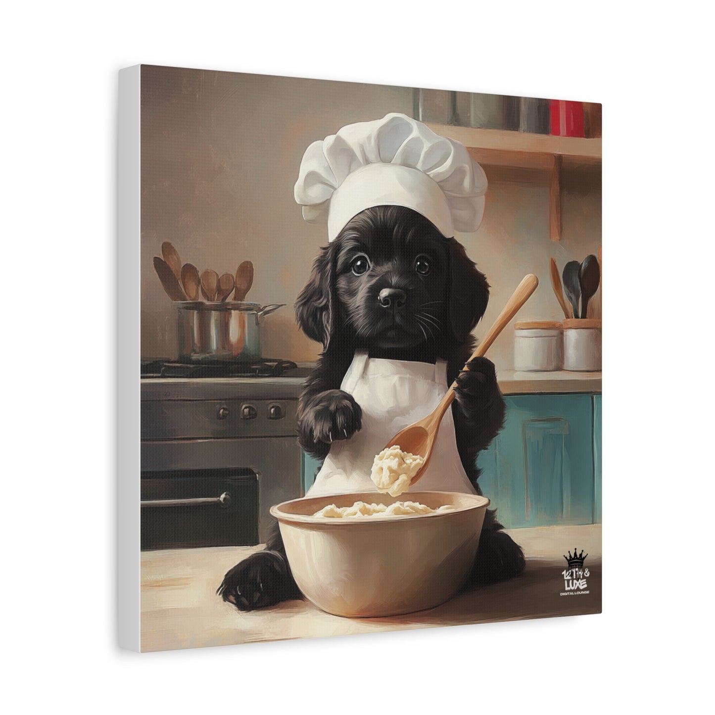 Black Lab Puppy Chef Canvas Art