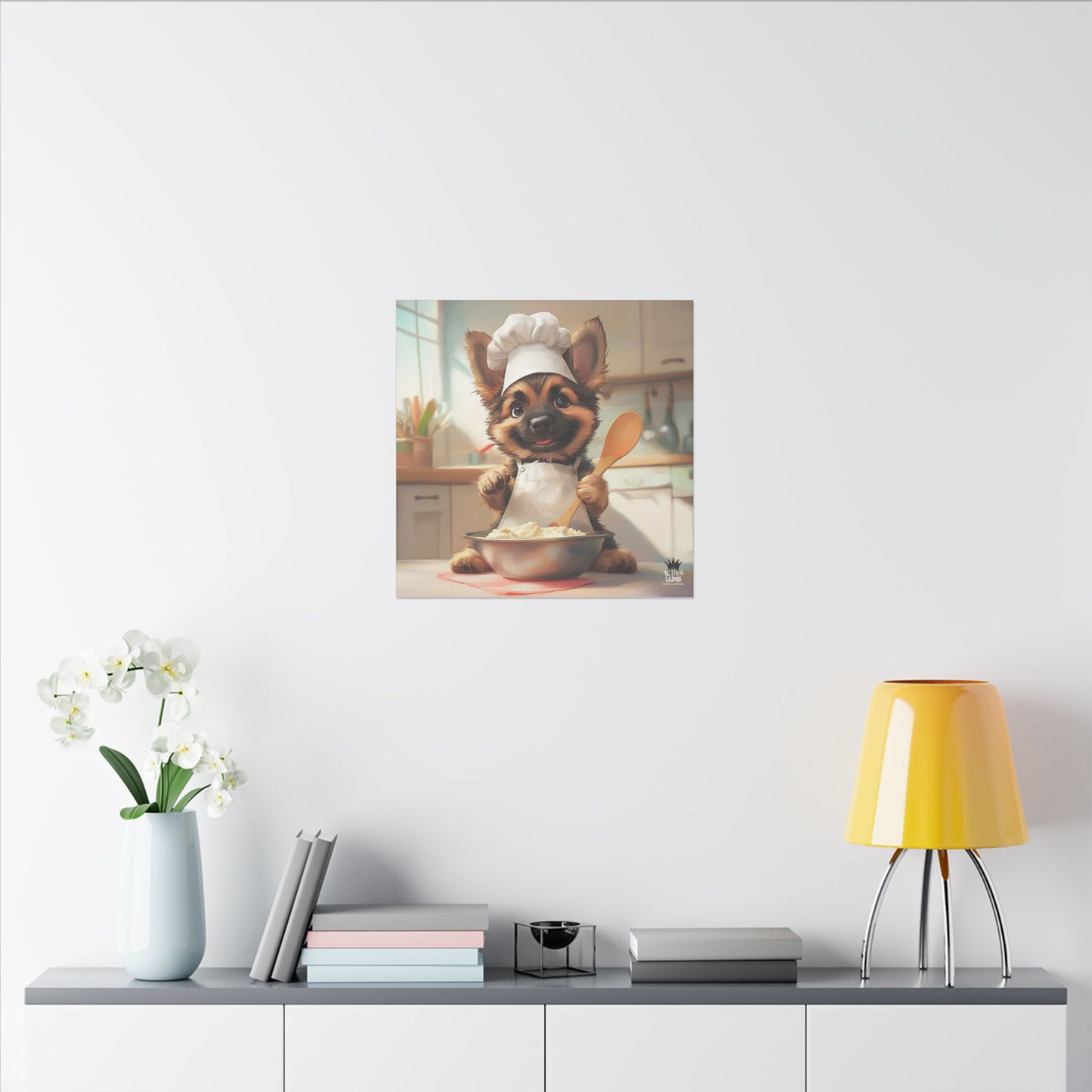 German Shepherd Puppy Chef Canvas Art