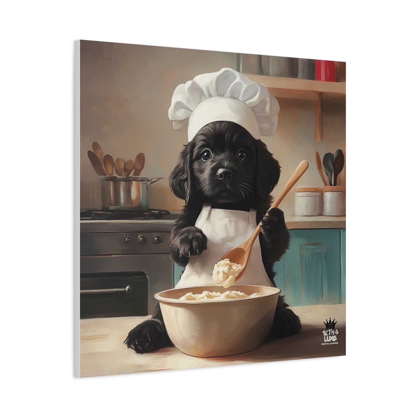 Black Lab Puppy Chef Canvas Art