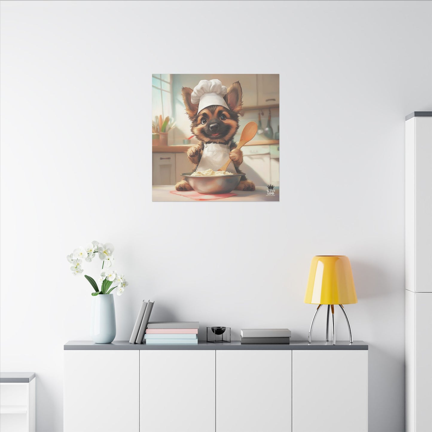 German Shepherd Puppy Chef Canvas Art