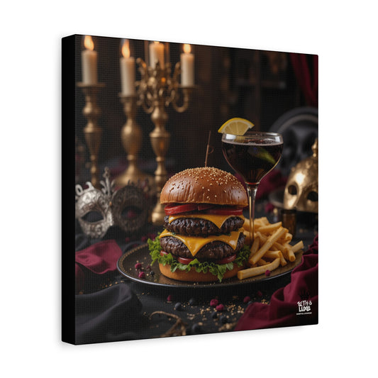 Cheese Burger with a side of French Fries, Matte Canvas, Stretched, 1.25"