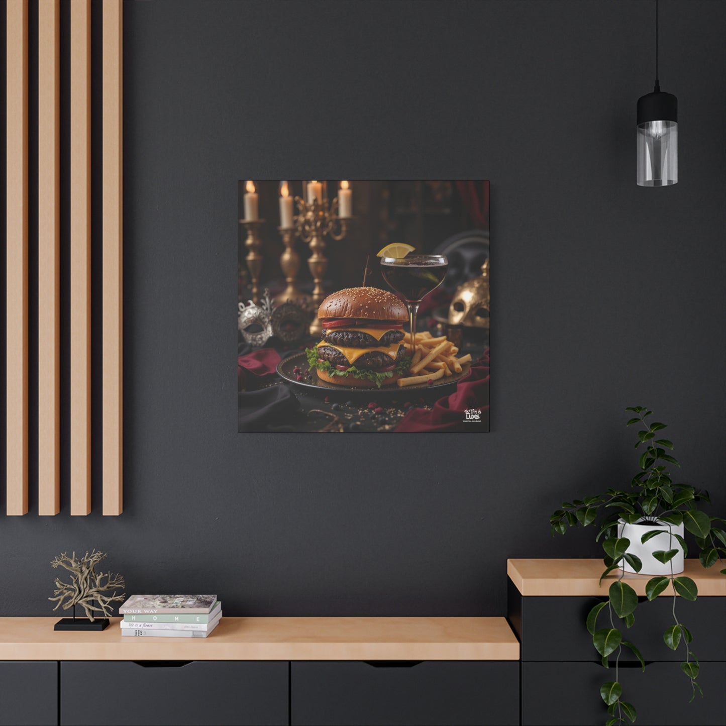 Cheese Burger with a side of French Fries, Matte Canvas, Stretched, 1.25"