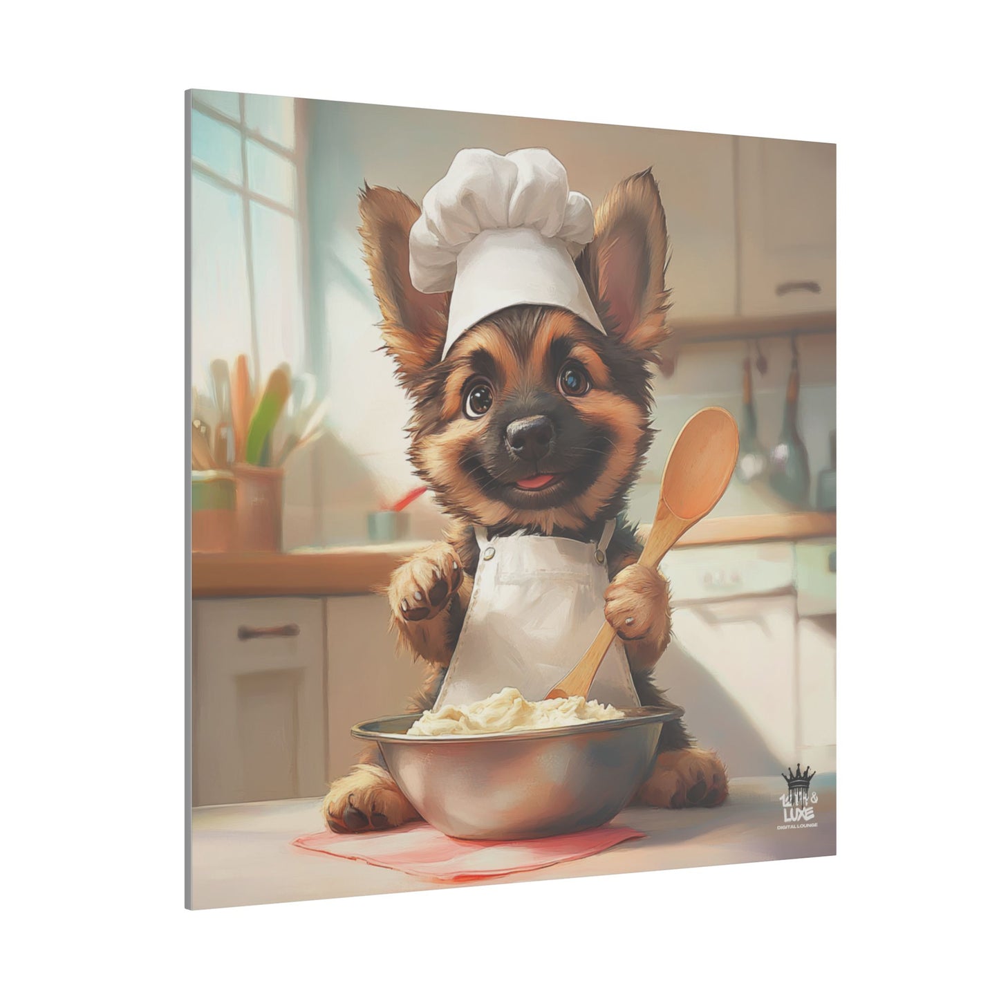 German Shepherd Puppy Chef Canvas Art