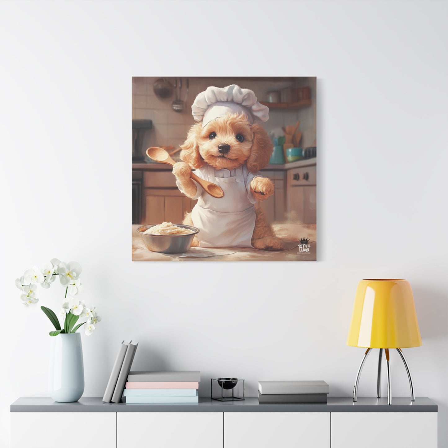 Goldendoodle Puppy Chef Canvas Art