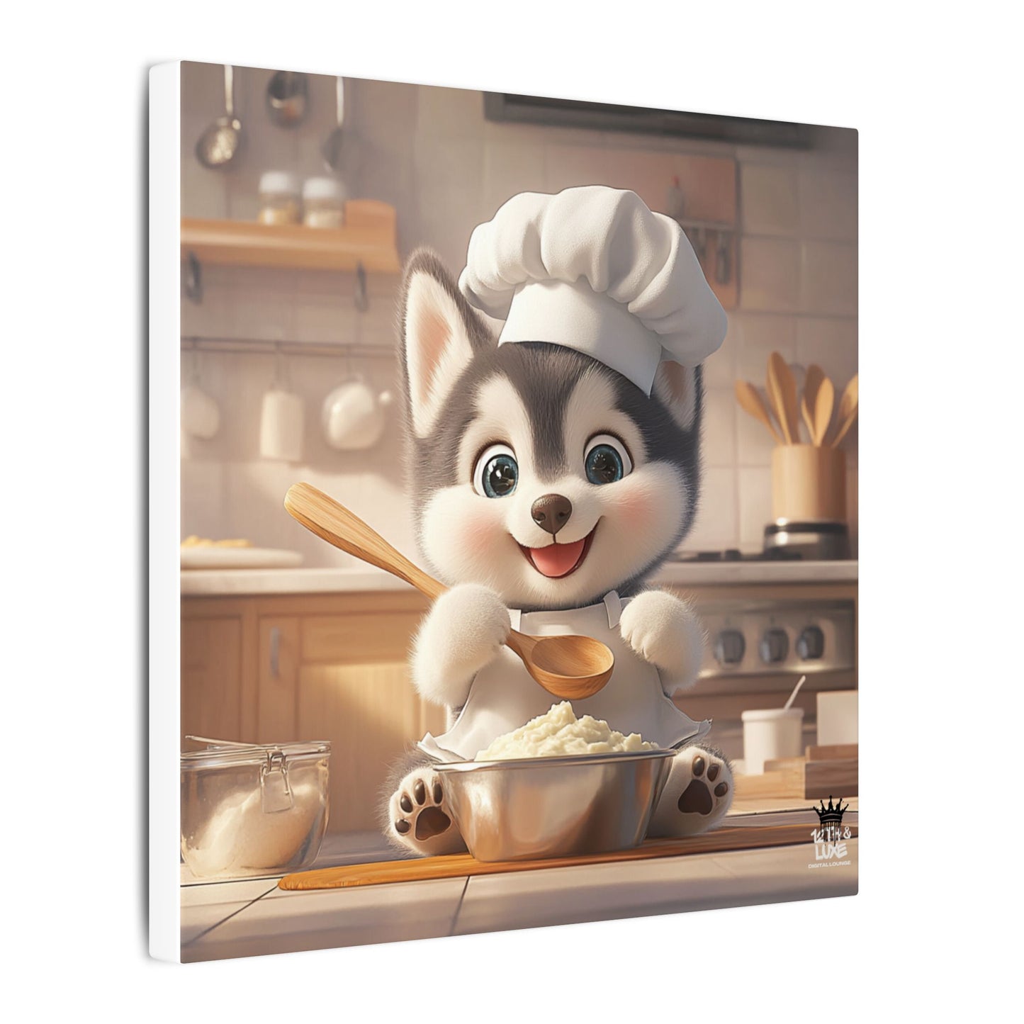 Siberian Husky Puppy Chef Canvas Art