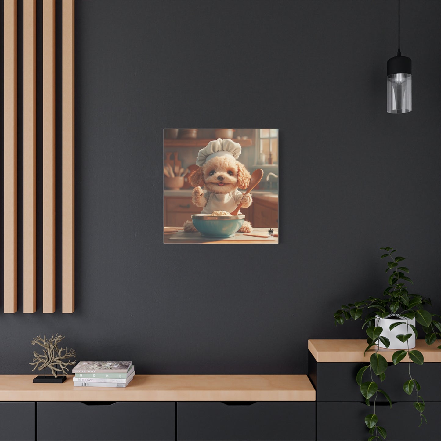 Poodle Puppy Chef Canvas Art