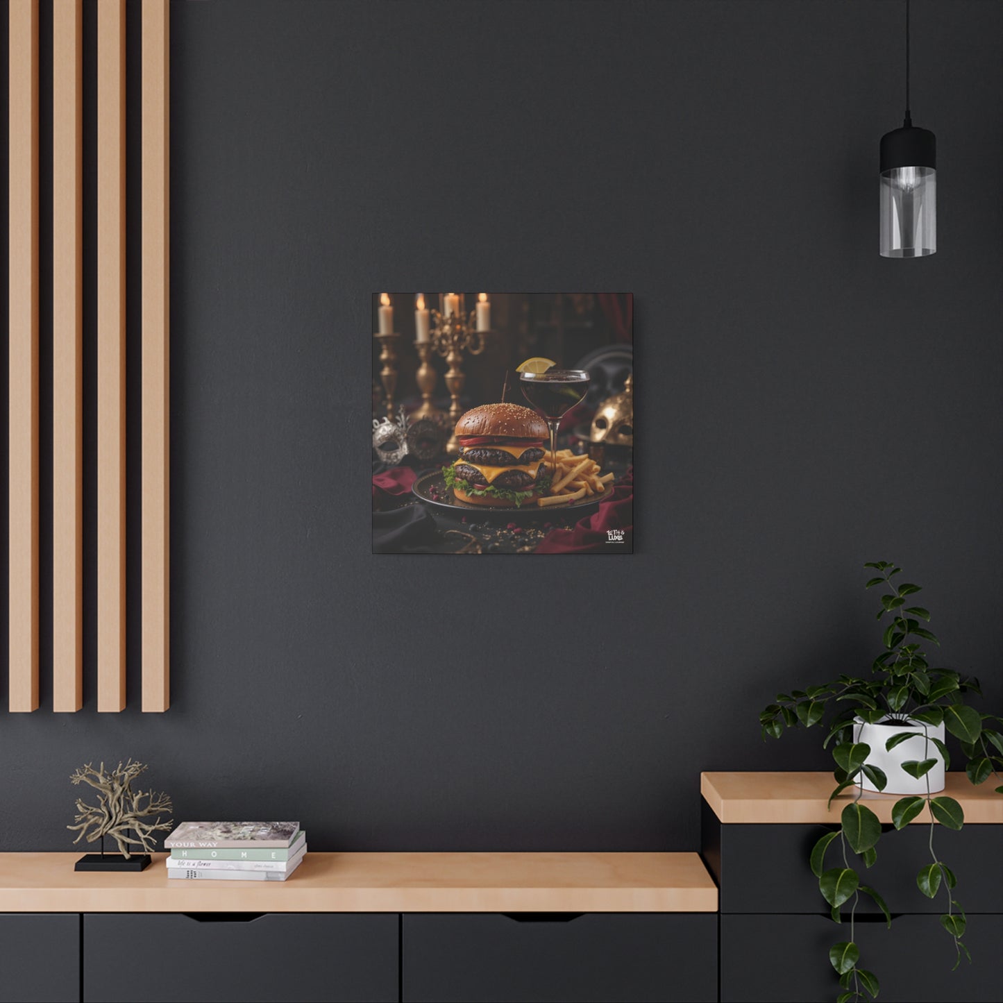 Cheese Burger with a side of French Fries, Matte Canvas, Stretched, 1.25"