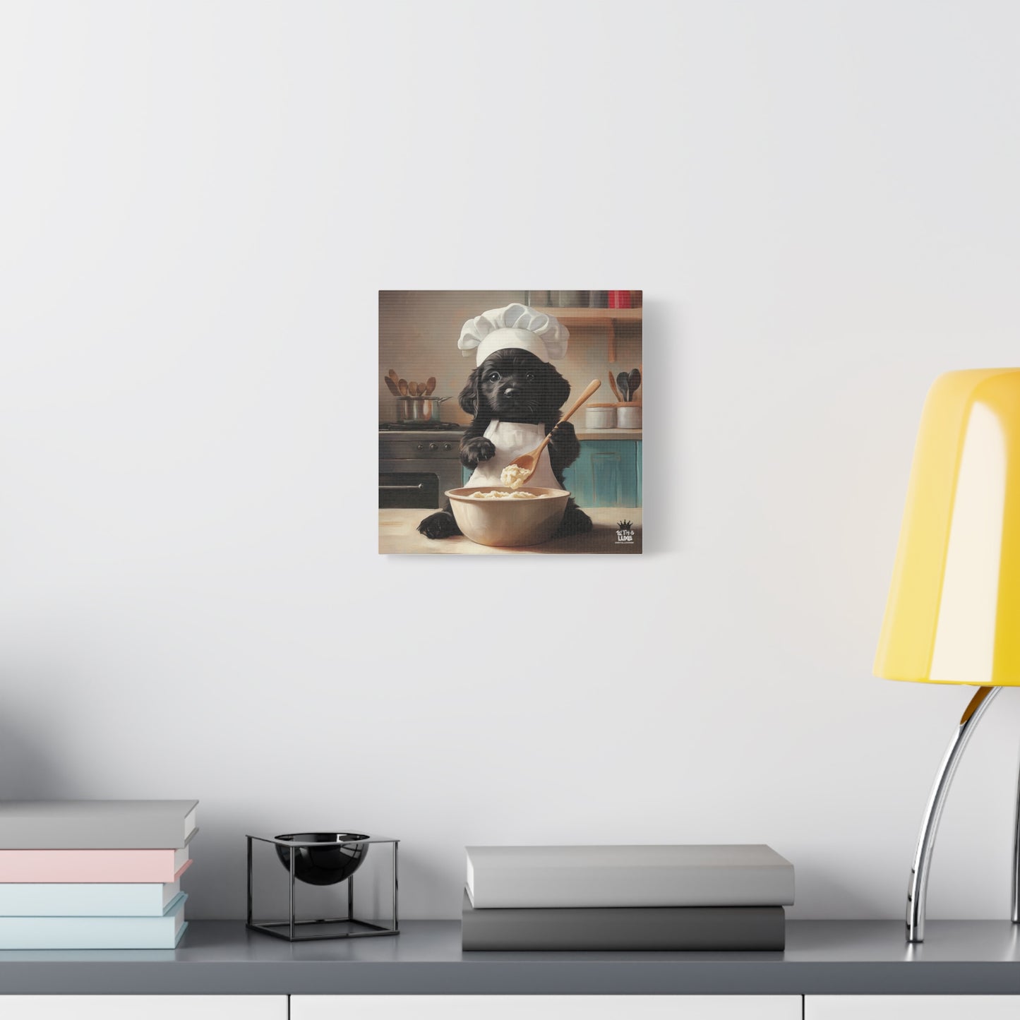 Black Lab Puppy Chef Canvas Art