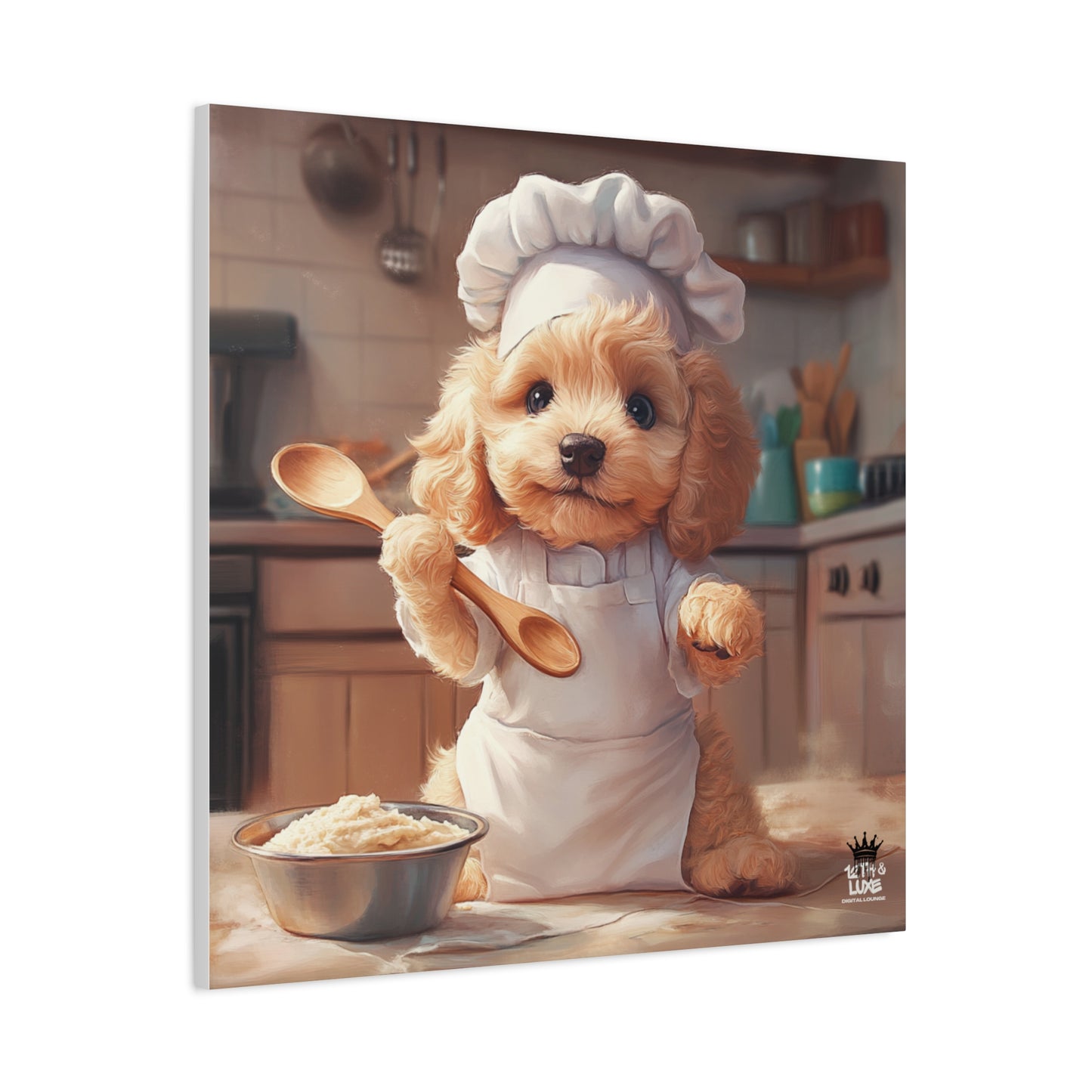 Goldendoodle Puppy Chef Canvas Art