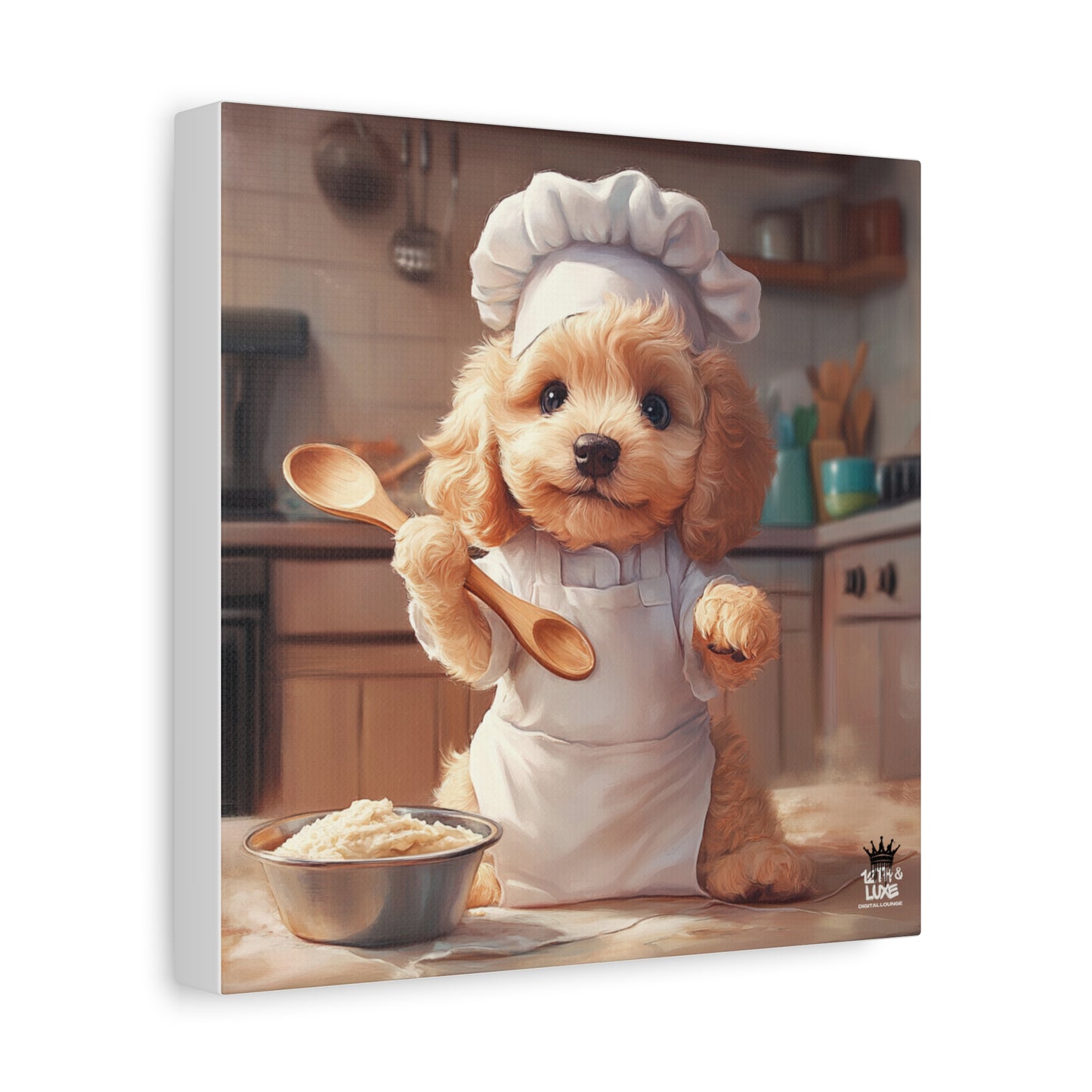 Goldendoodle Puppy Chef Canvas Art