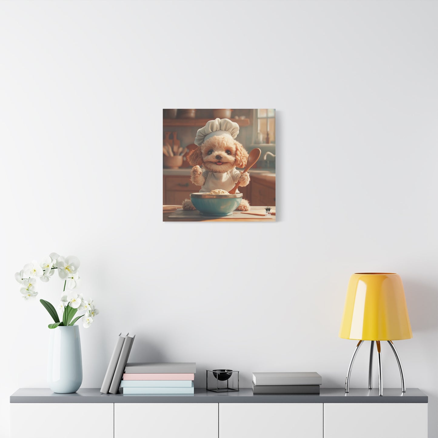Poodle Puppy Chef Canvas Art
