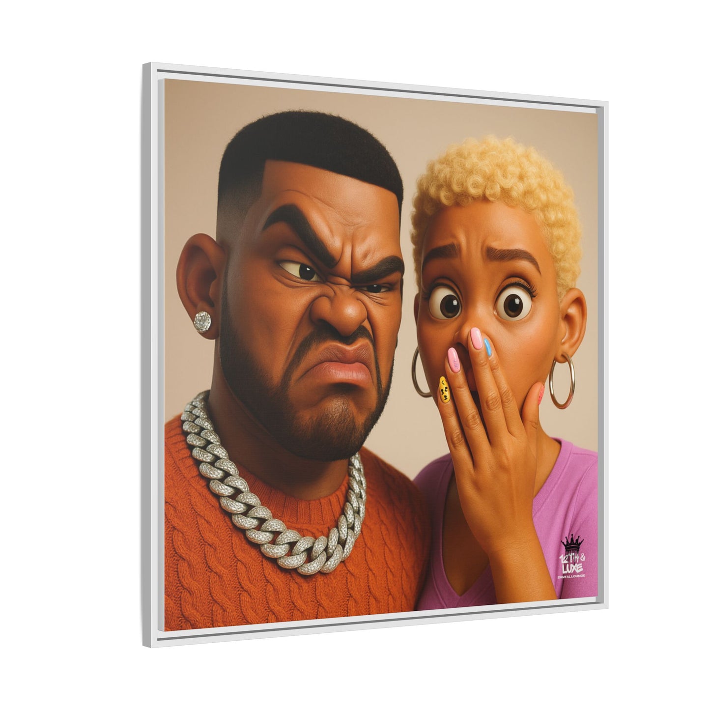 Funky Face Couple - Canvas Art