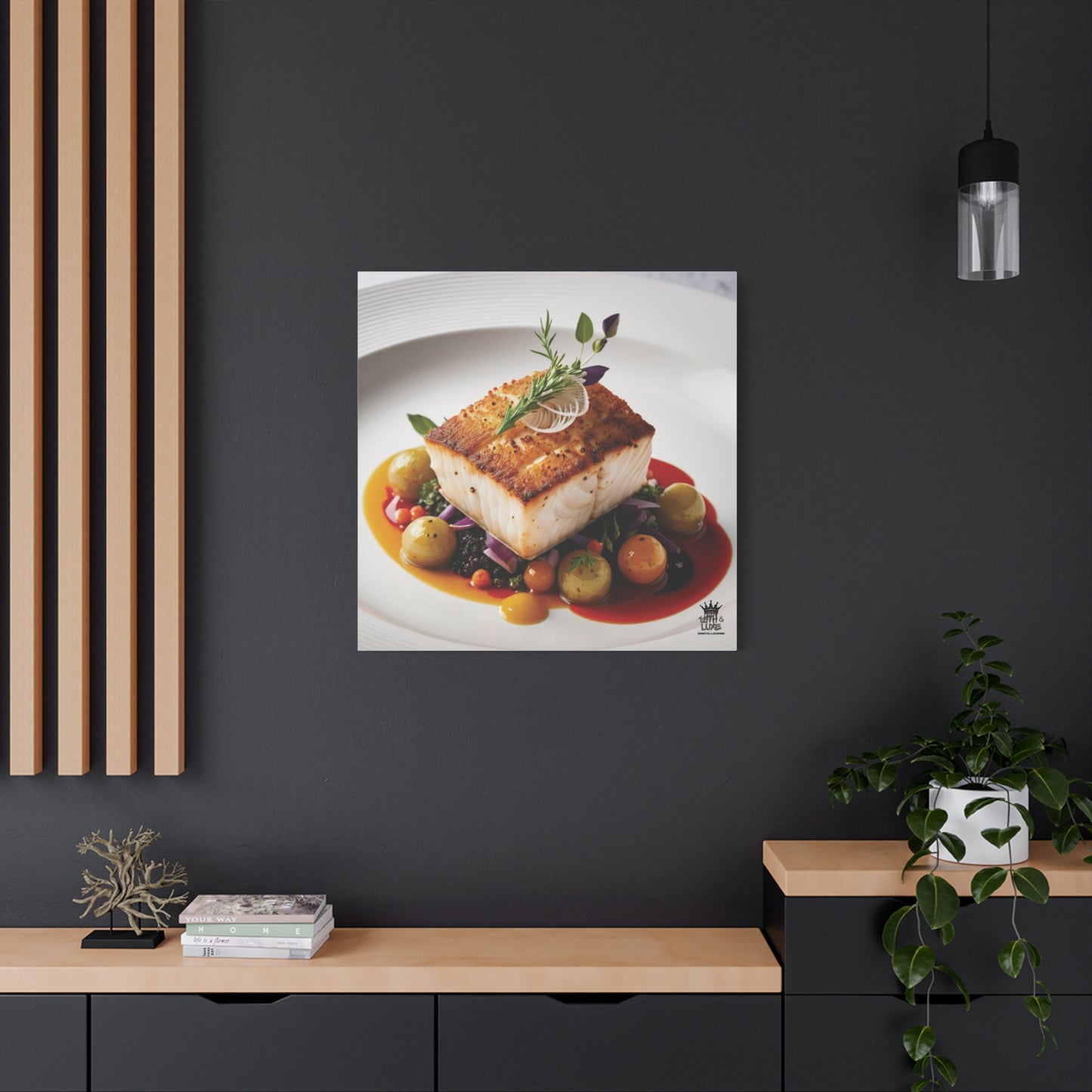 Gourmet Halibut Dish, Matte Canvas, Stretched, 1.25"