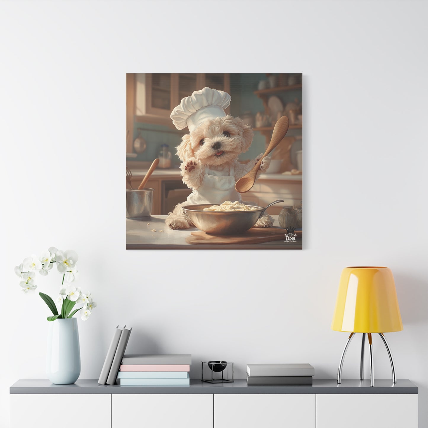 Maltipoo Puppy Chef Canvas Art