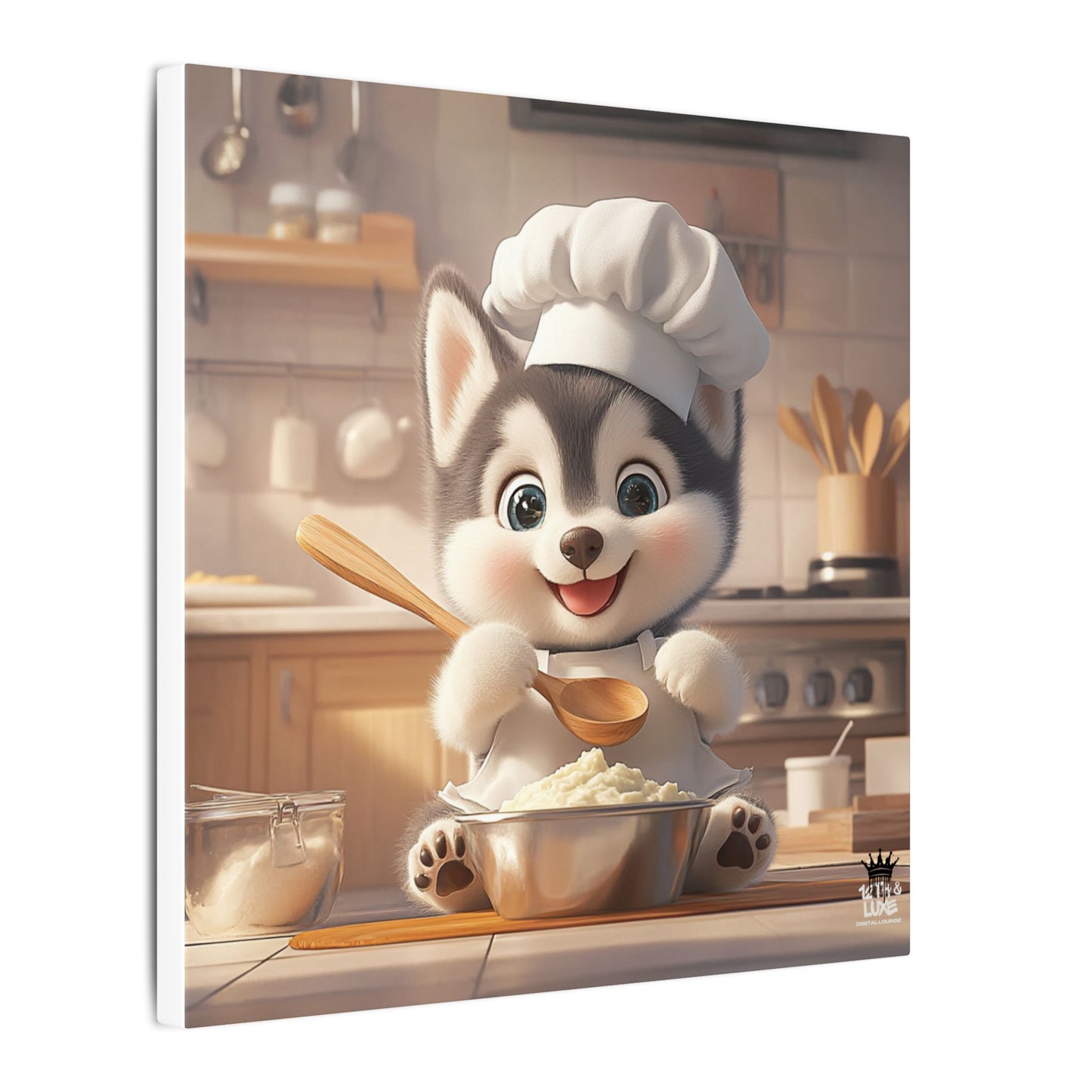 Siberian Husky Puppy Chef Canvas Art