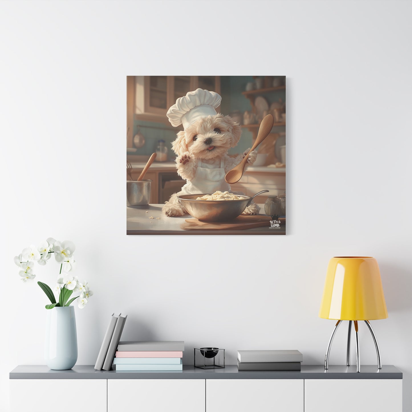 Maltipoo Puppy Chef Canvas Art