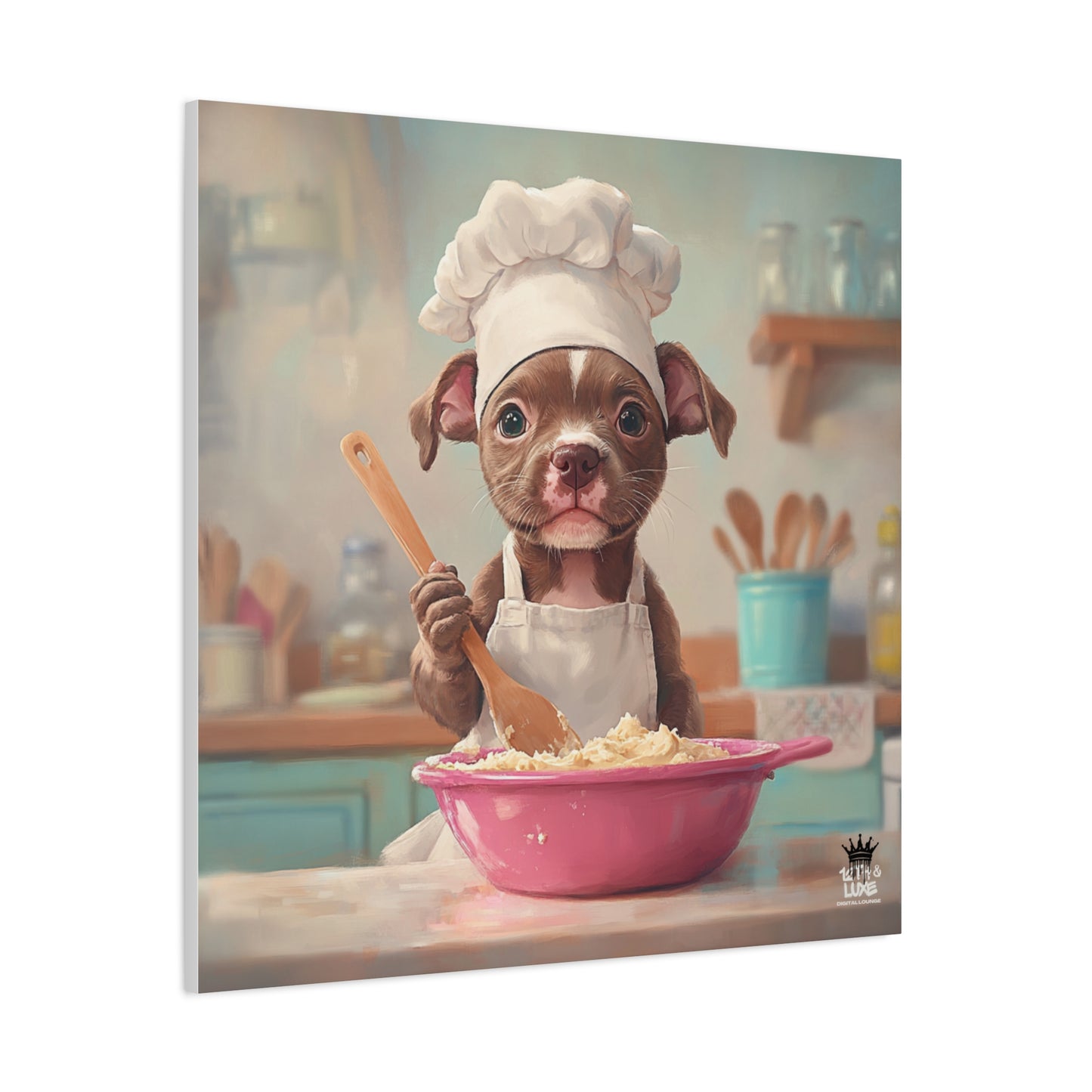 Pit Bull Terrier Puppy Chef Canvas Art