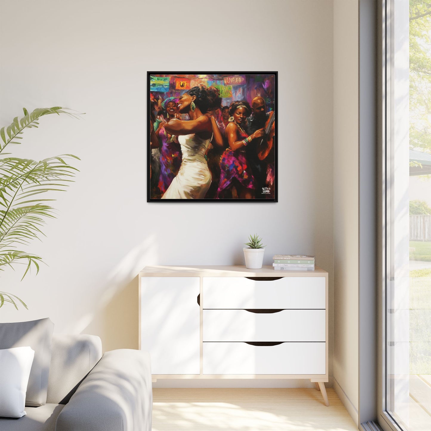 Inspired by the iconic artist Ernie Barnes, "Let's Party" - Canvas Art