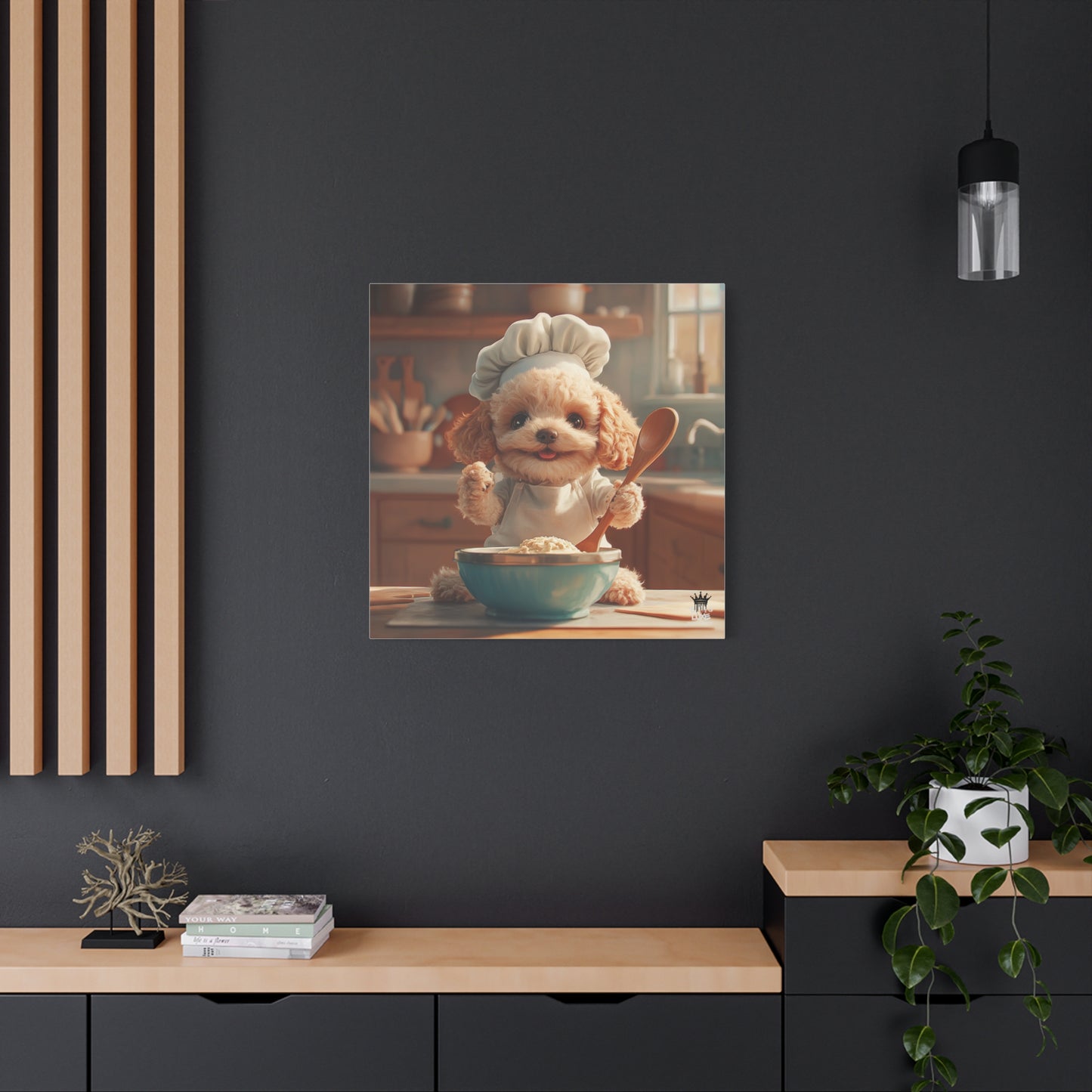 Poodle Puppy Chef Canvas Art