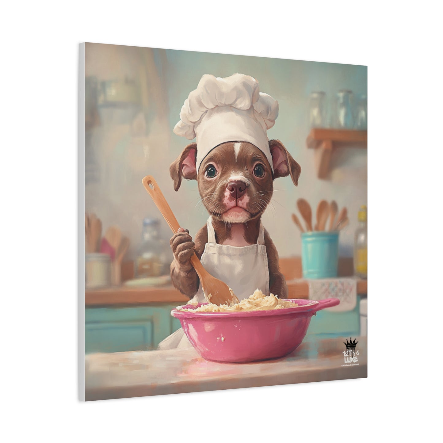Pit Bull Terrier Puppy Chef Canvas Art