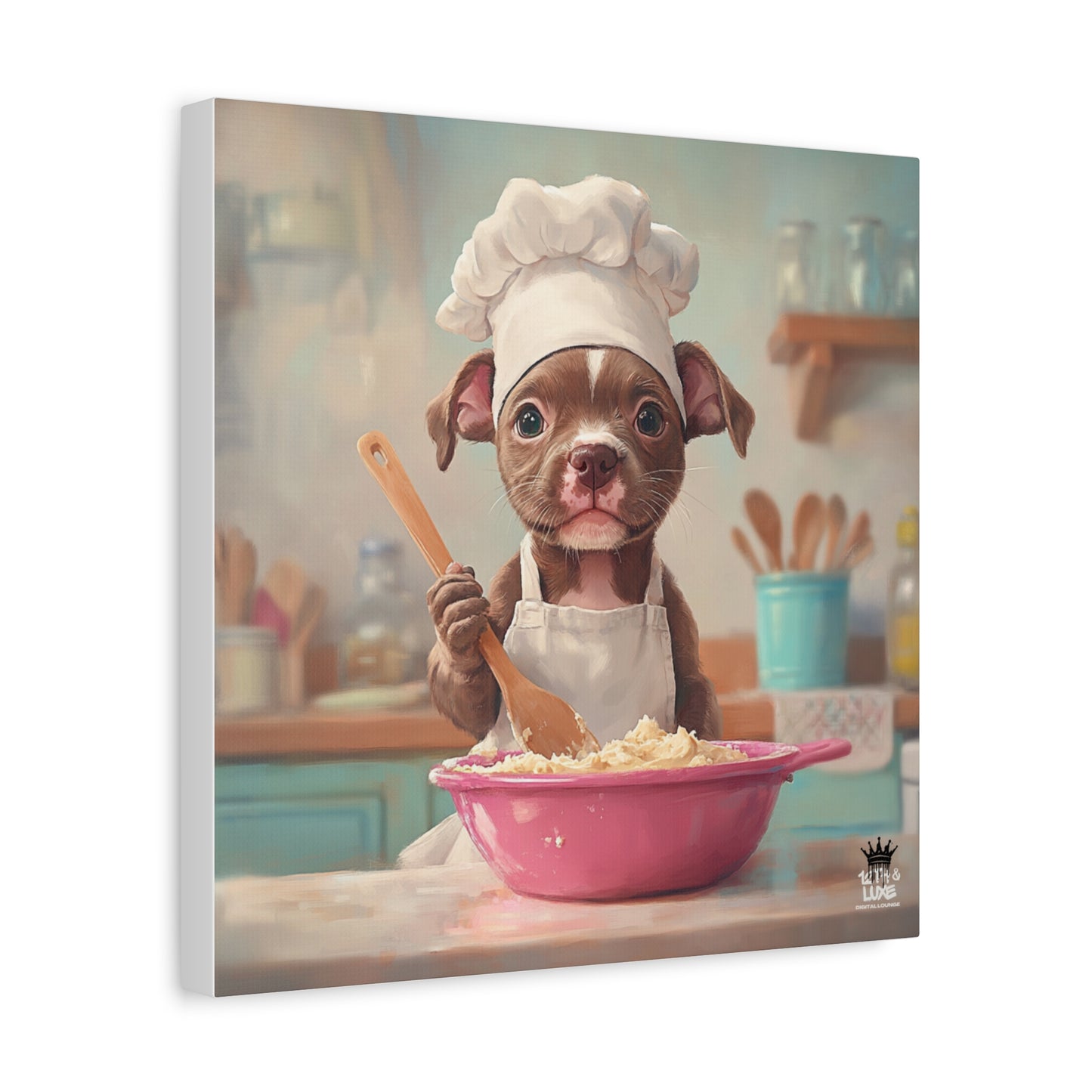 Pit Bull Terrier Puppy Chef Canvas Art