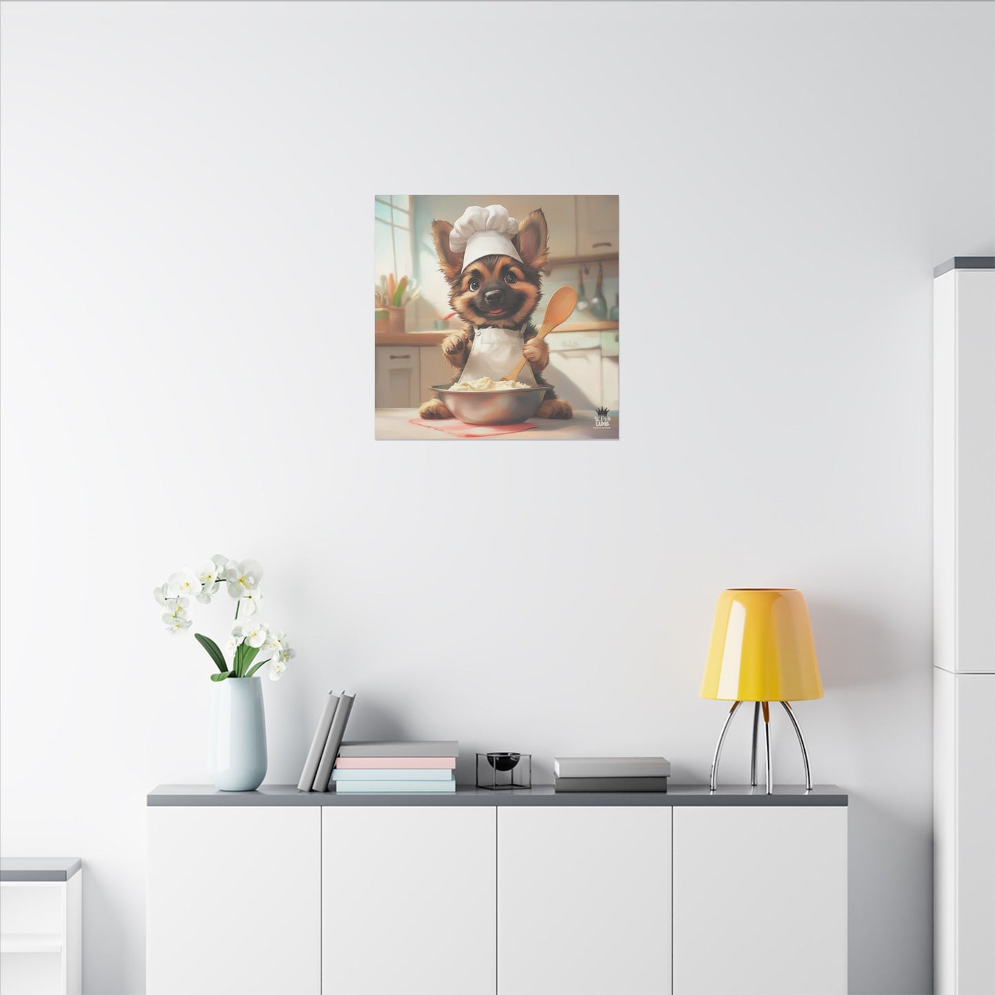 German Shepherd Puppy Chef Canvas Art