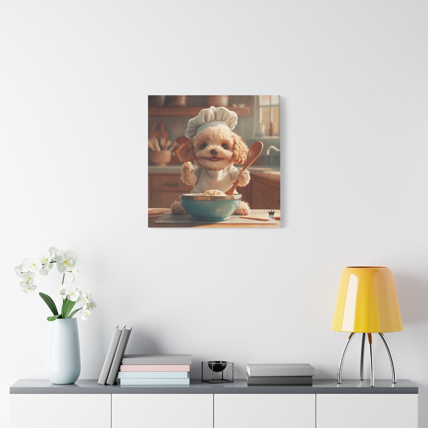 Poodle Puppy Chef Canvas Art