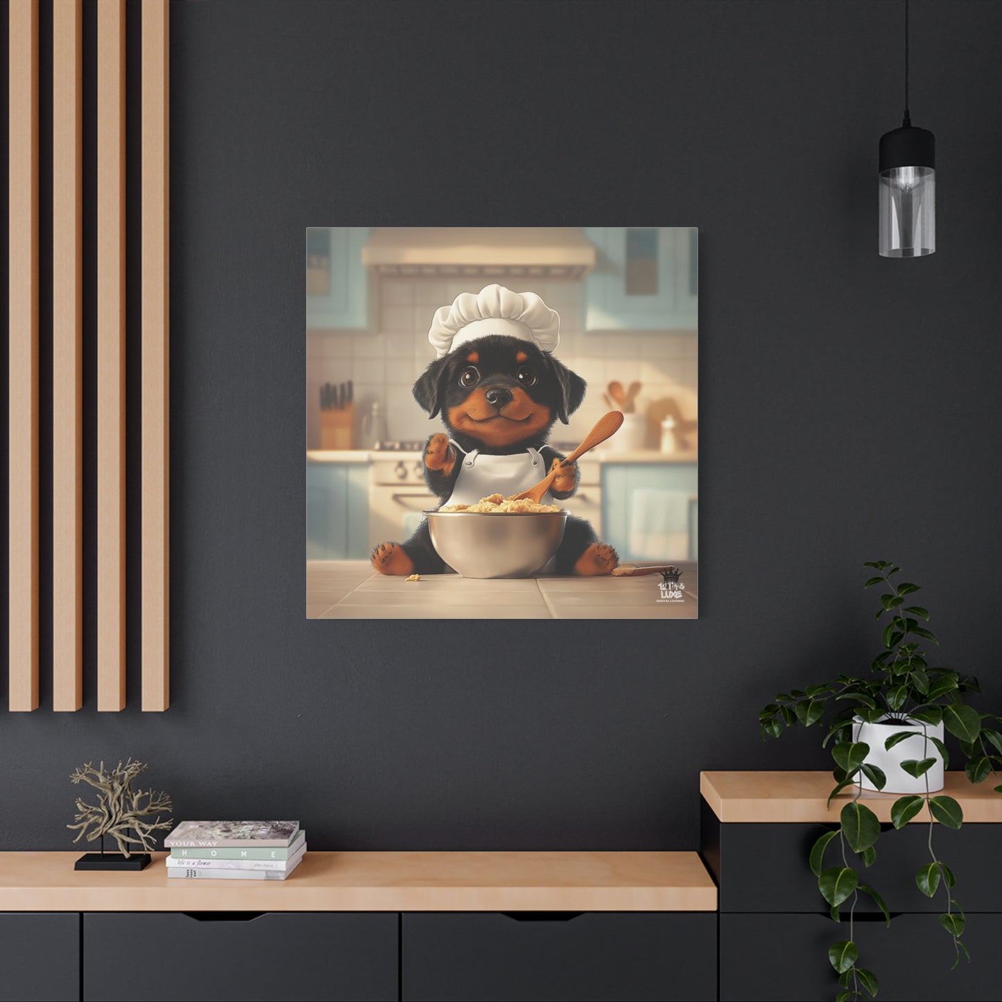 Rottweiler Puppy Chef Canvas Art