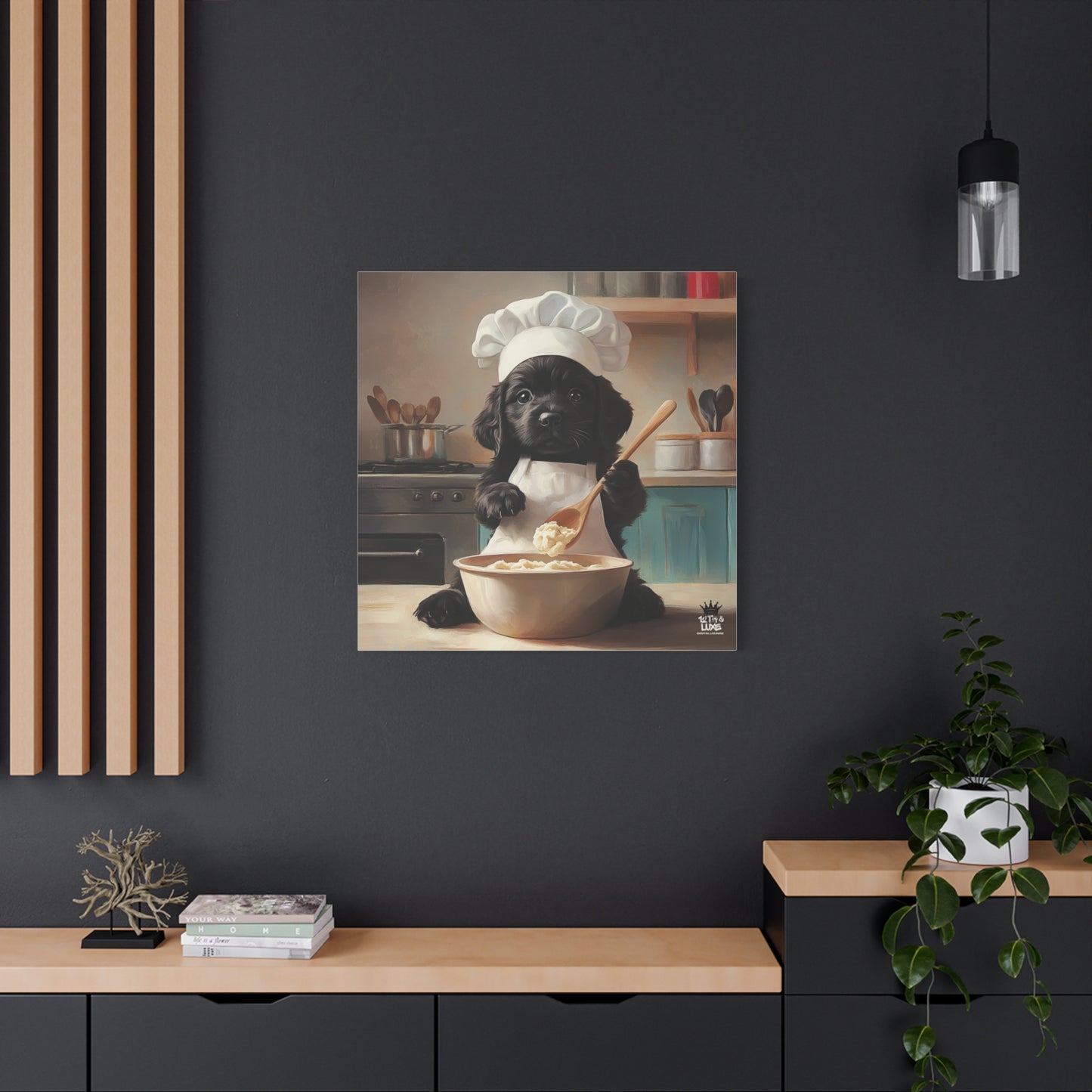 Black Lab Puppy Chef Canvas Art